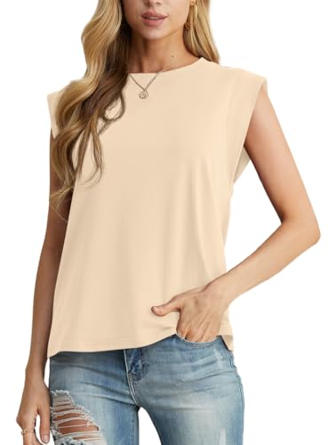 GRECERELLE Cap Sleeve Tops for Women Summer Tank Top Casual Loose Crew Neck Basic Tee Shirts