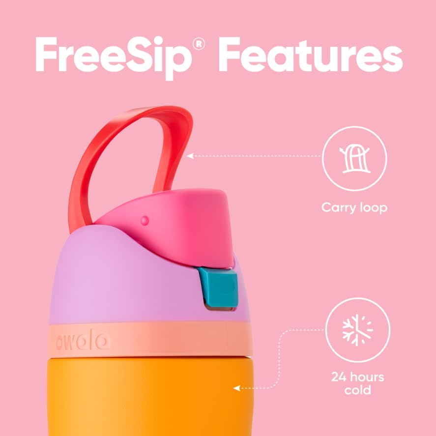 FreeSip Insulated Stainless Steel Water Bottle with Straw for Sports and Travel, BPA-Free, 24-oz, Shy Marshmallow