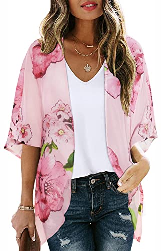 CHICALLURE Womens Summer Tops Kimono Cardigan Floral Beach Cover up Casual Jackets Shirts