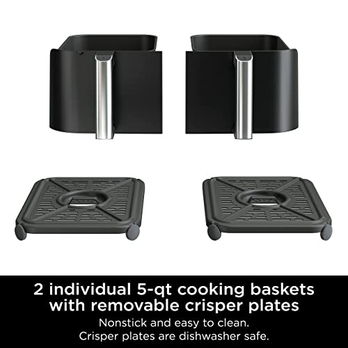 Ninja Foodi 6-in-1 8-qt. (7.6L) 2-Basket Air Fryer DualZone Technology, Match Cook & Smart Finish to Roast, Broil, Dehydrate & More for Quick, Easy Meals, Slate Grey (DZ201C) Canadian Version