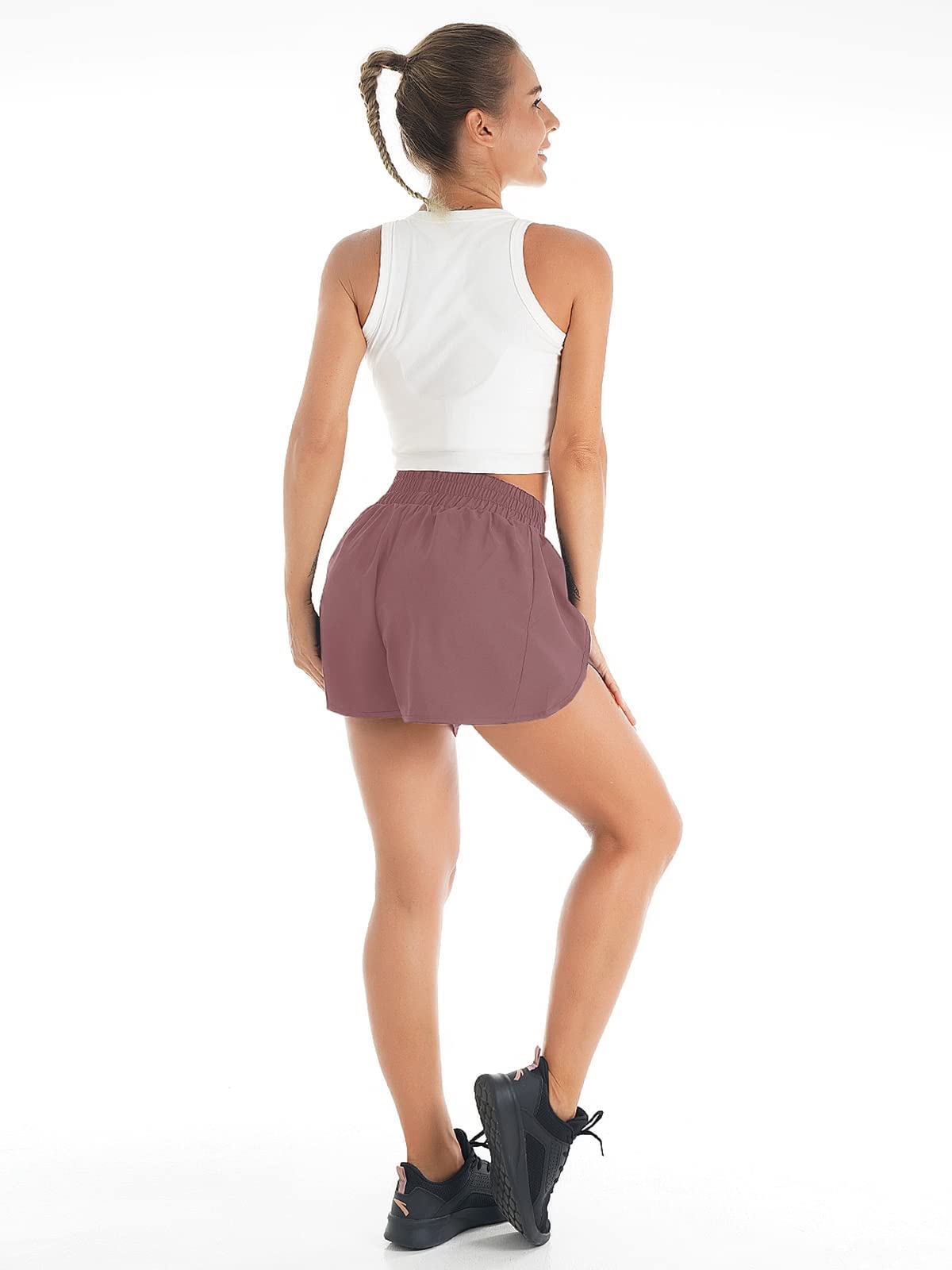 Women's Quick-Dry Running Shorts Workout Sport Layer Active Shorts with Pockets 1.75