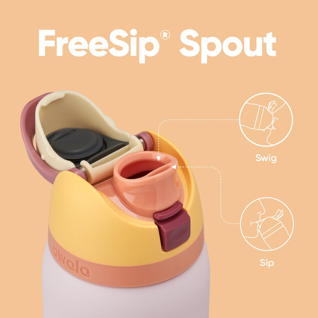 FreeSip Insulated Stainless Steel Water Bottle with Straw for Sports and Travel, BPA-Free, 24-oz, Shy Marshmallow