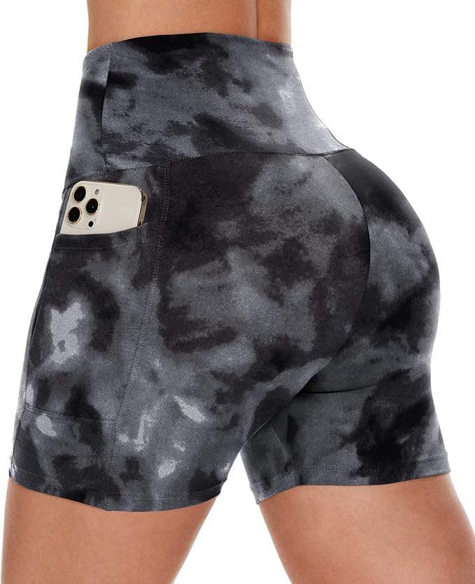 Workout Biker Shorts Women with Pockets - 3"/5" High Waisted Spandex Booty Tummy Control Gym Yoga Shorts