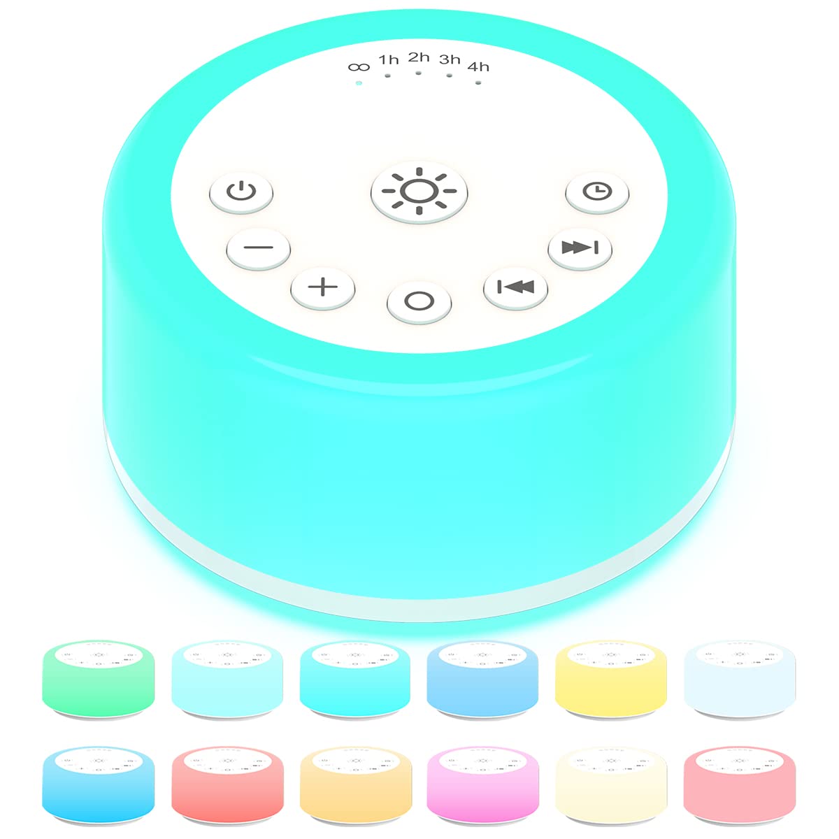 Sound Machines White Noise Machine 12 Colors Night Lights with 30 Soothing Sounds Sleep Machine with 5 Timers Portable for Home Travel and Office-Black