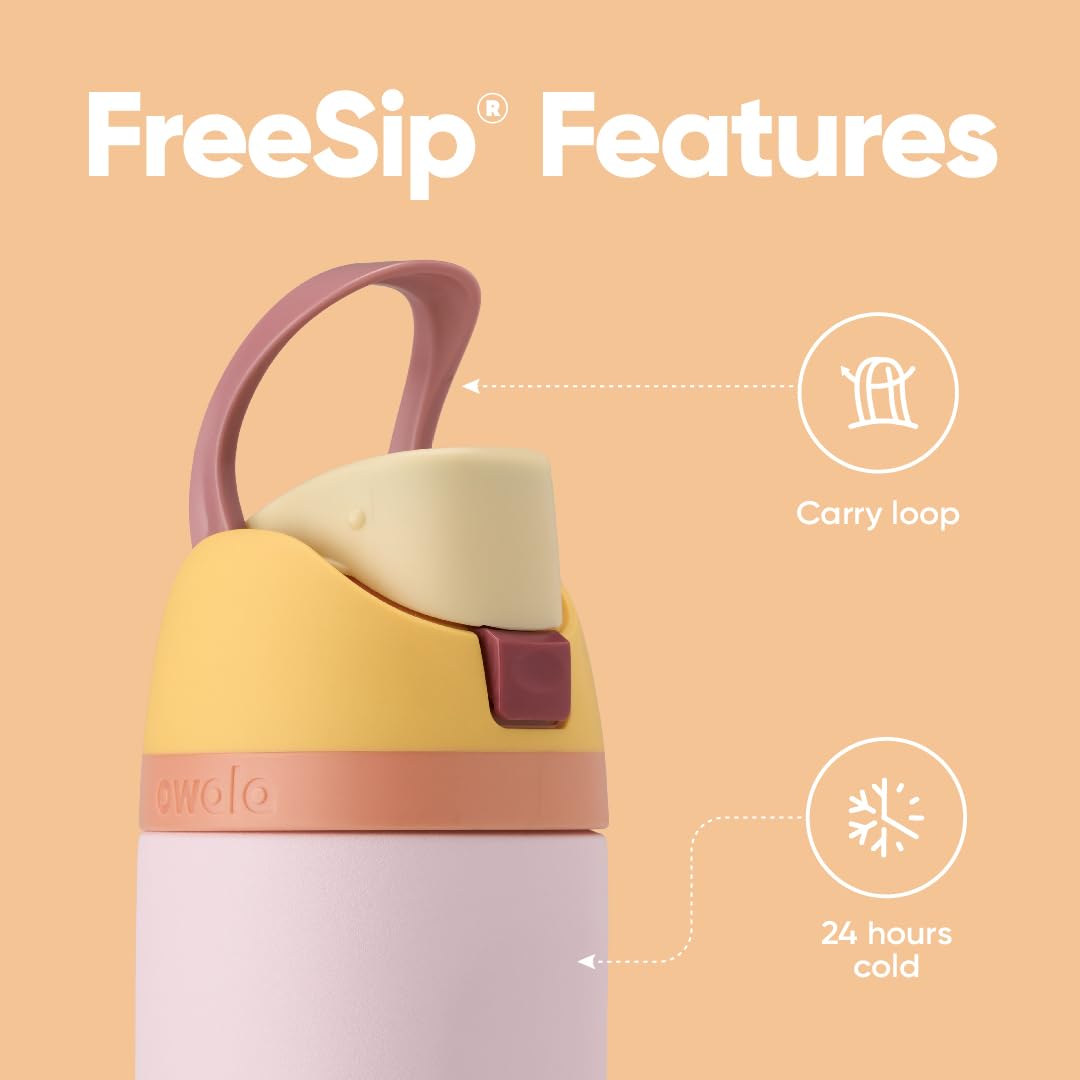 FreeSip Insulated Stainless Steel Water Bottle with Straw for Sports and Travel, BPA-Free, 24-oz, Shy Marshmallow