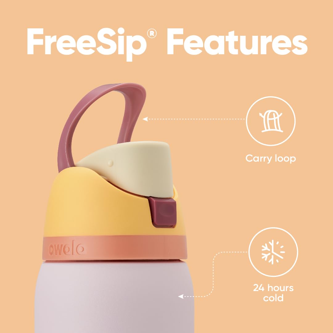 FreeSip Insulated Stainless Steel Water Bottle with Straw for Sports and Travel, BPA-Free, 24-oz, Shy Marshmallow
