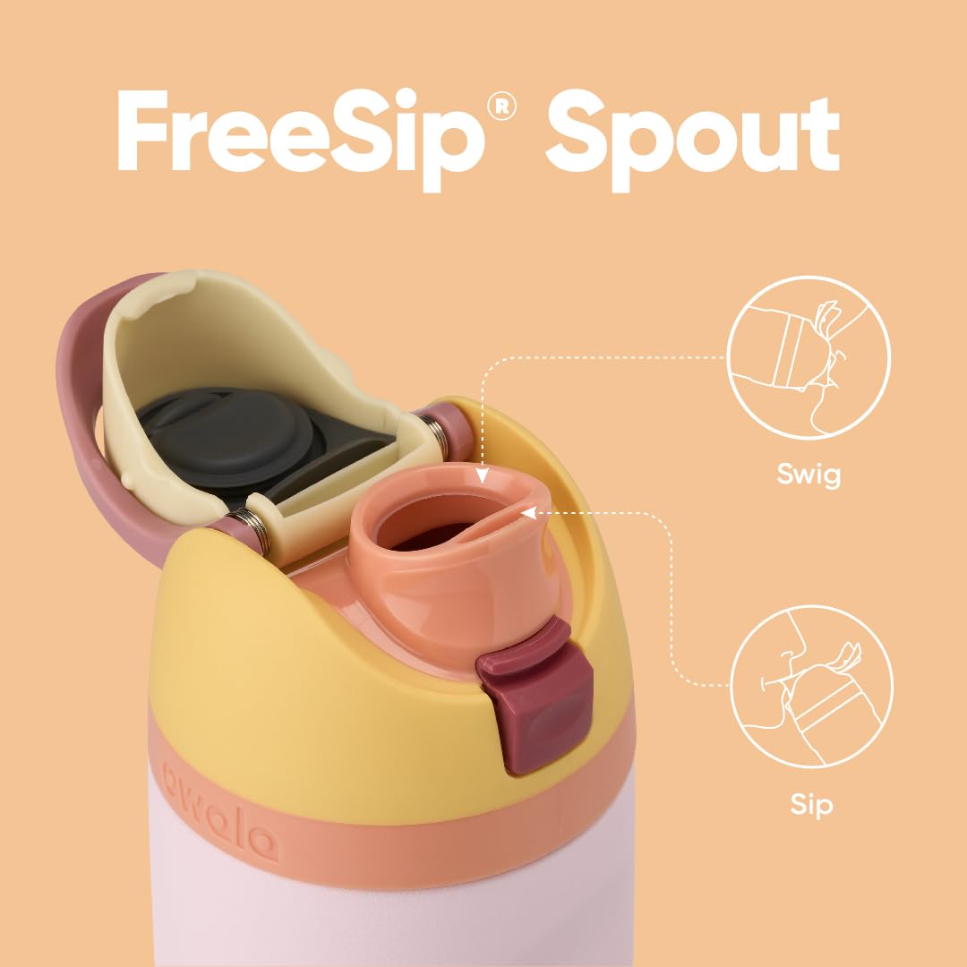 FreeSip Insulated Stainless Steel Water Bottle with Straw for Sports and Travel, BPA-Free, 24-oz, Shy Marshmallow