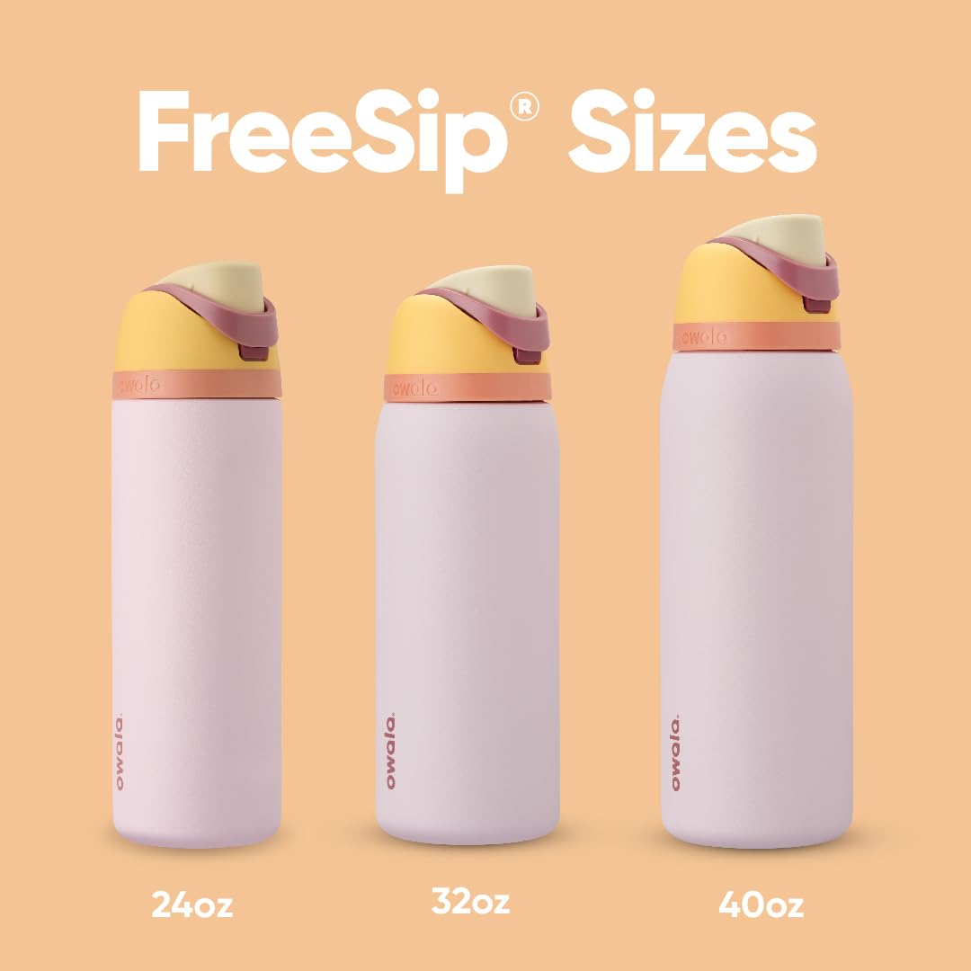 FreeSip Insulated Stainless Steel Water Bottle with Straw for Sports and Travel, BPA-Free, 24-oz, Shy Marshmallow