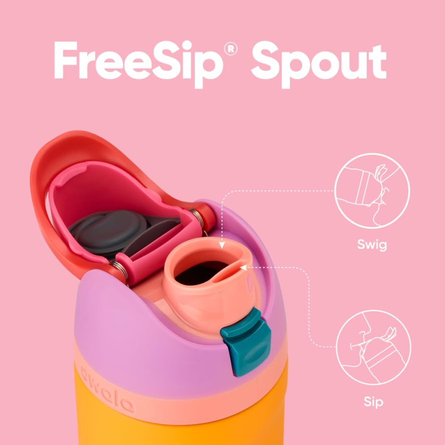 FreeSip Insulated Stainless Steel Water Bottle with Straw for Sports and Travel, BPA-Free, 24-oz, Shy Marshmallow