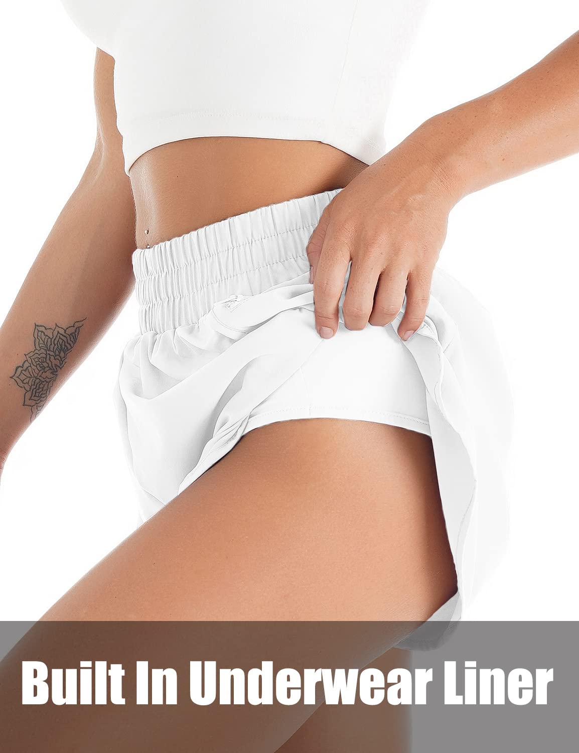 Women's Quick-Dry Running Shorts Workout Sport Layer Active Shorts with Pockets 1.75