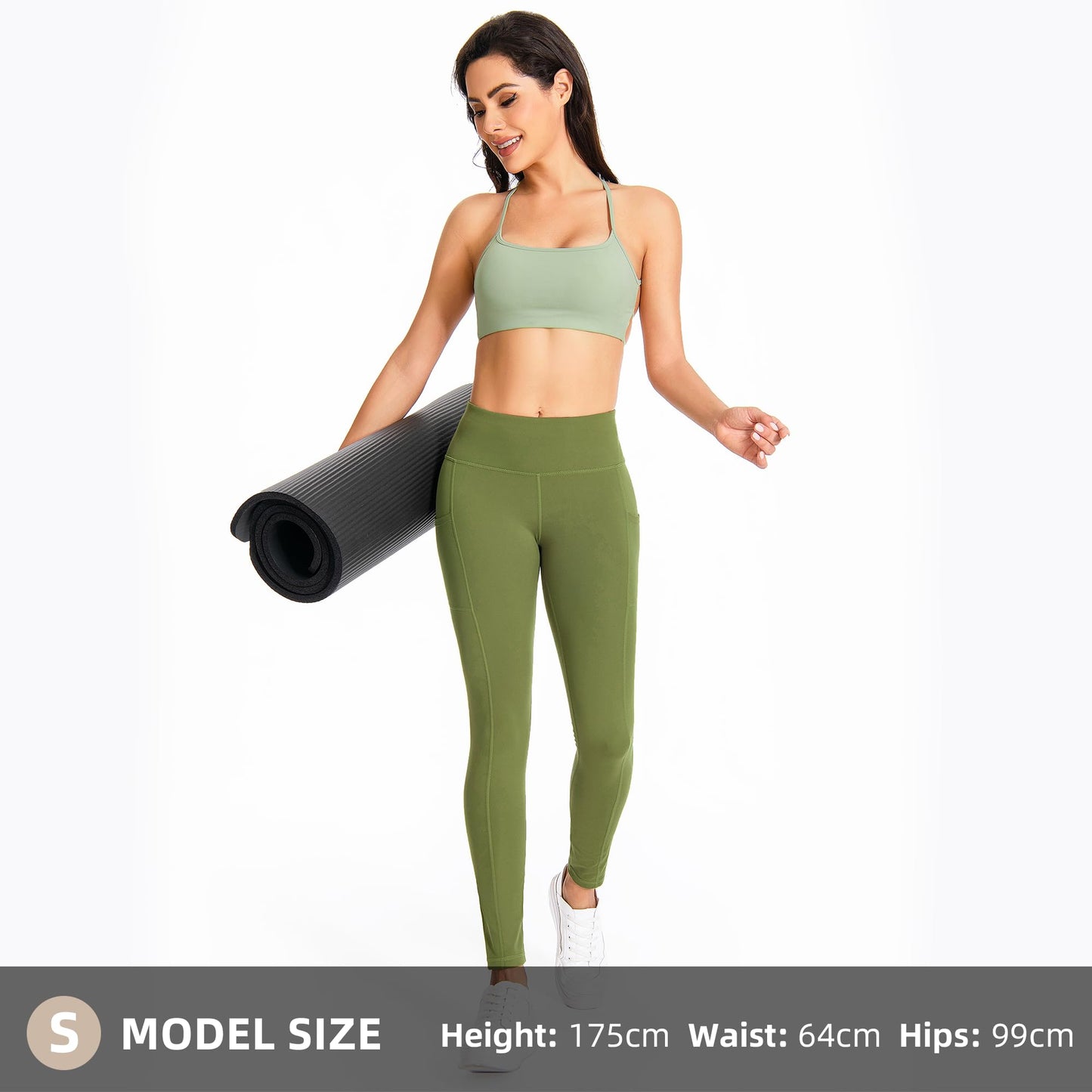 GymCope Leggings for Women with Tummy Control, 3 Pockets Yoga Pants, Non-See-Through Fabric for Yoga, Running, Gym