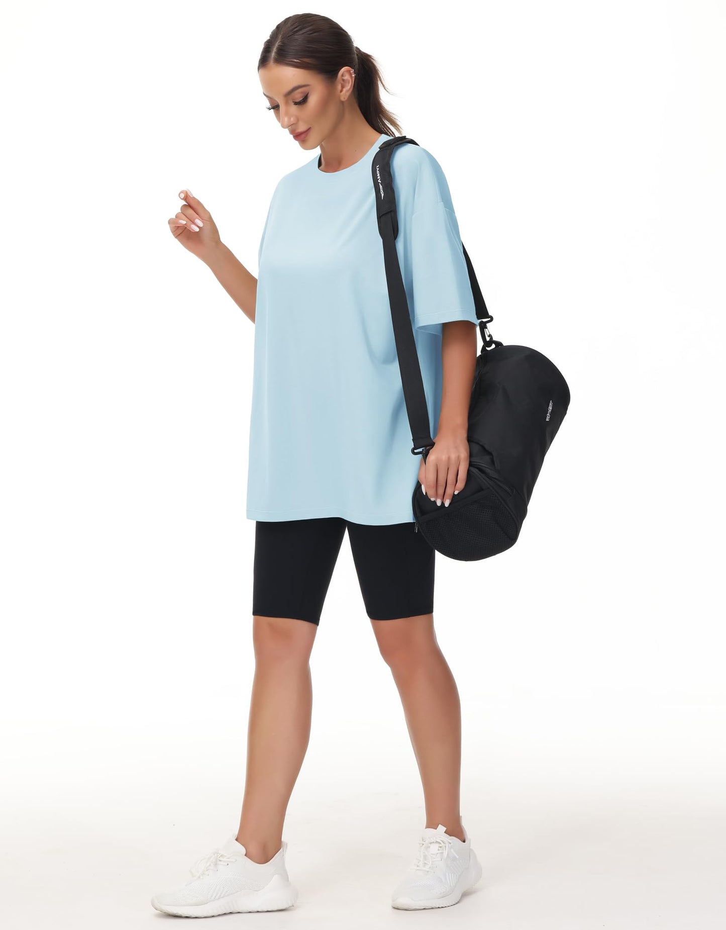 THE GYM PEOPLE Women's Casual Oversized T-Shirts Summer Crewneck Short Sleeve Workout Basic Tee Tops
