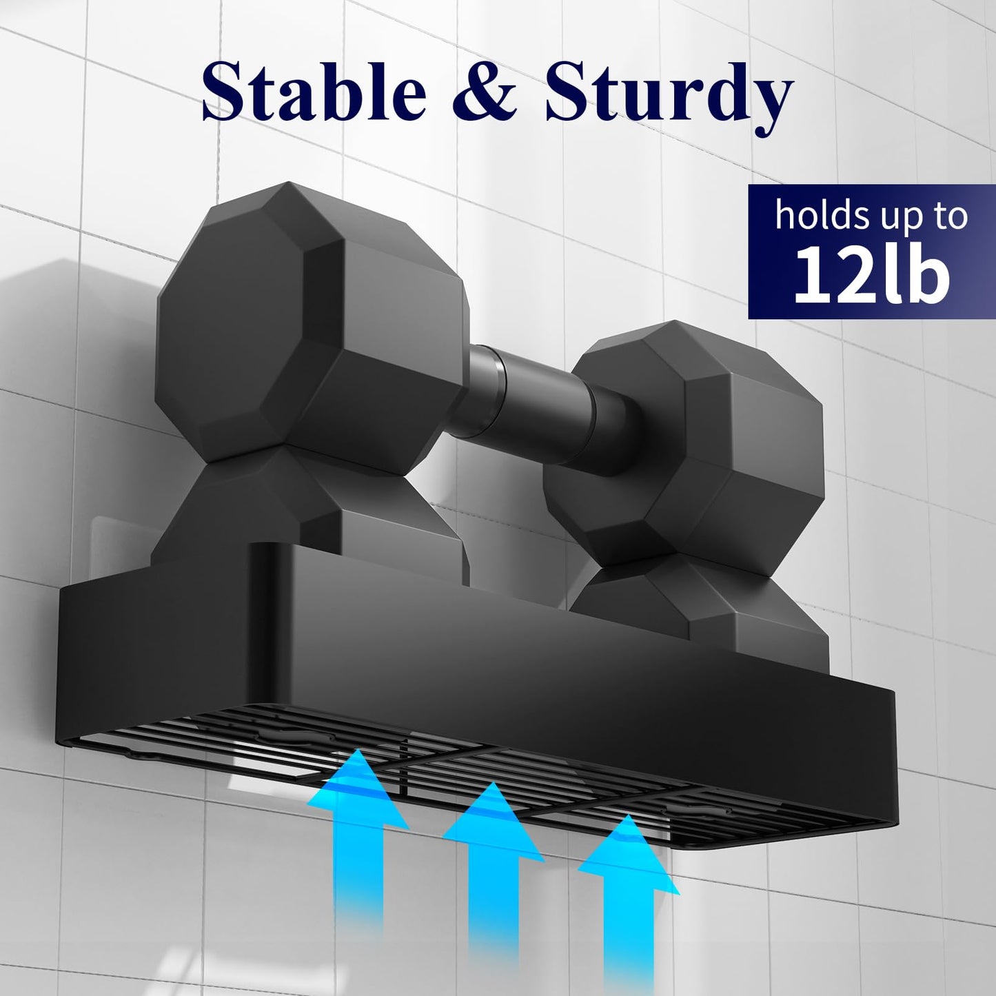 Kitsure Large Shower Caddy - 2 Pack Adhesive Shower Organizer, Drill-Free Shower Shelves for Inside Shower, Rustproof Bathroom Shelf Shower Shelf for Bathroom, Black