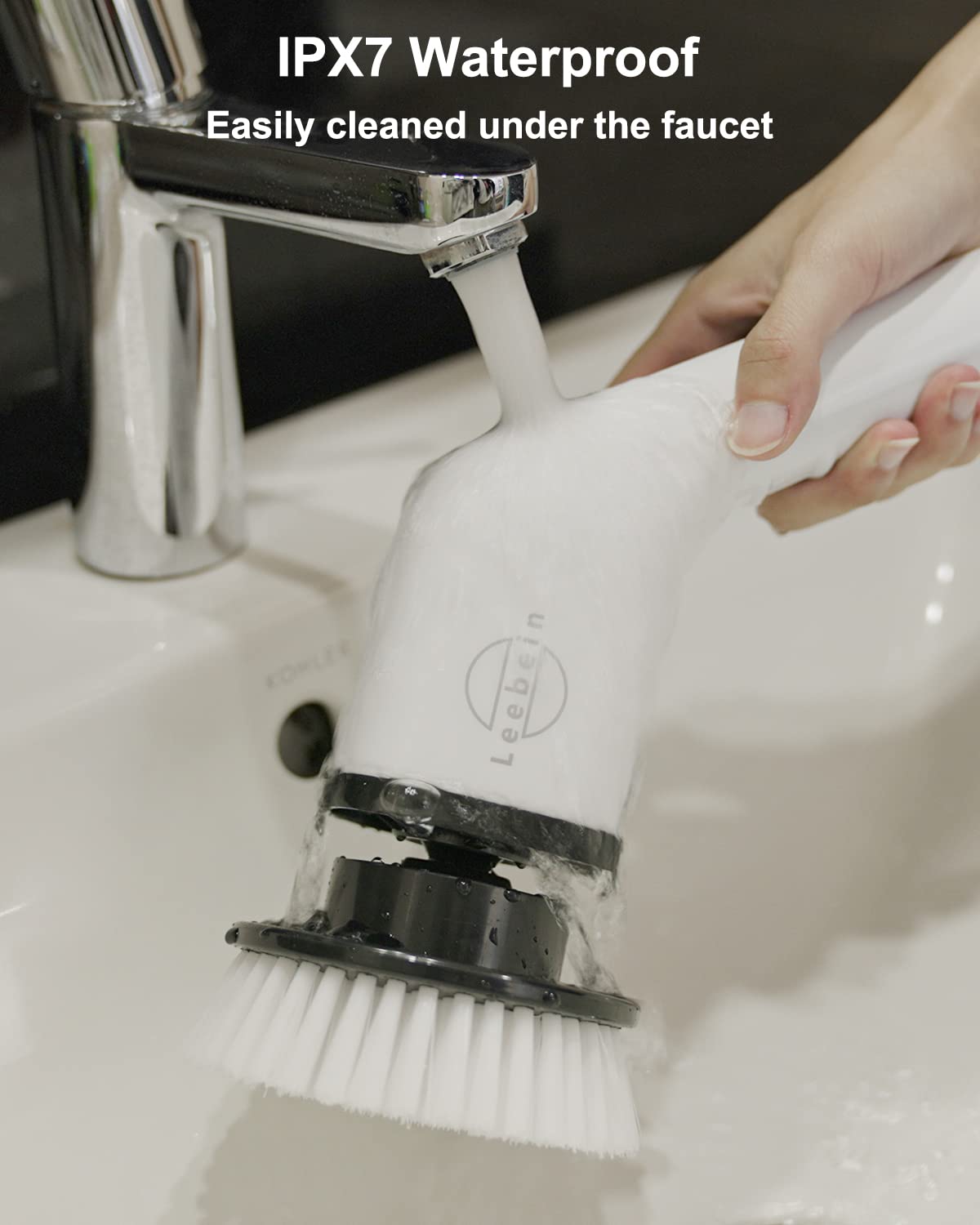 Leebein Electric Spin Scrubber, Cordless Cleaning Brush with 8 Replaceable Brush Heads, Tub and Floor Tile Power Scrubber Dual Speed with Adjustable & Detachable Handle for Bathroom Cleaning