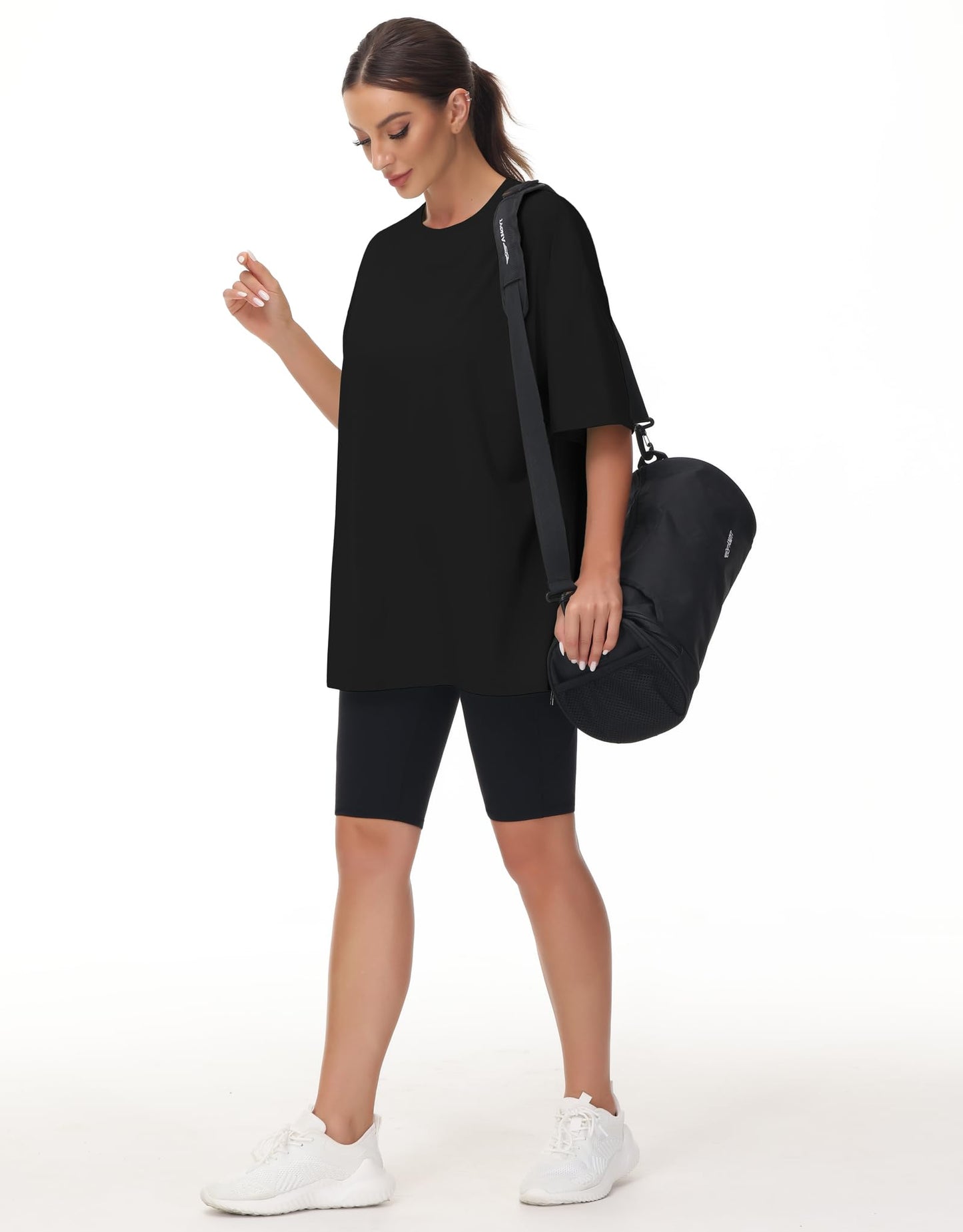 THE GYM PEOPLE Women's Casual Oversized T-Shirts Summer Crewneck Short Sleeve Workout Basic Tee Tops