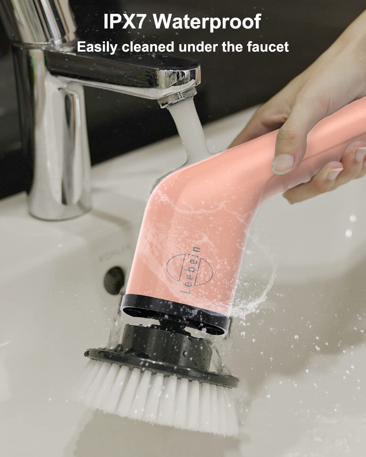 Leebein Electric Spin Scrubber, Cordless Cleaning Brush with 8 Replaceable Brush Heads, Tub and Floor Tile Power Scrubber Dual Speed with Adjustable & Detachable Handle for Bathroom Cleaning