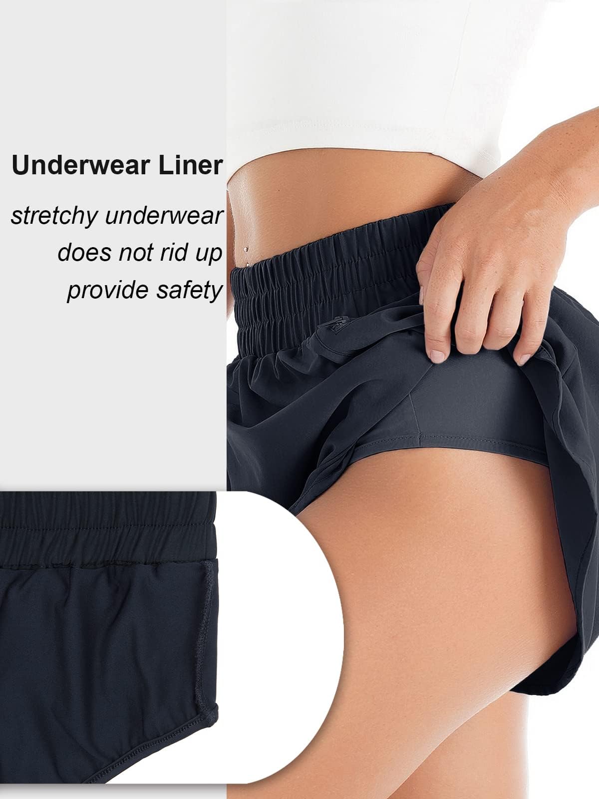 Women's Quick-Dry Running Shorts Workout Sport Layer Active Shorts with Pockets 1.75