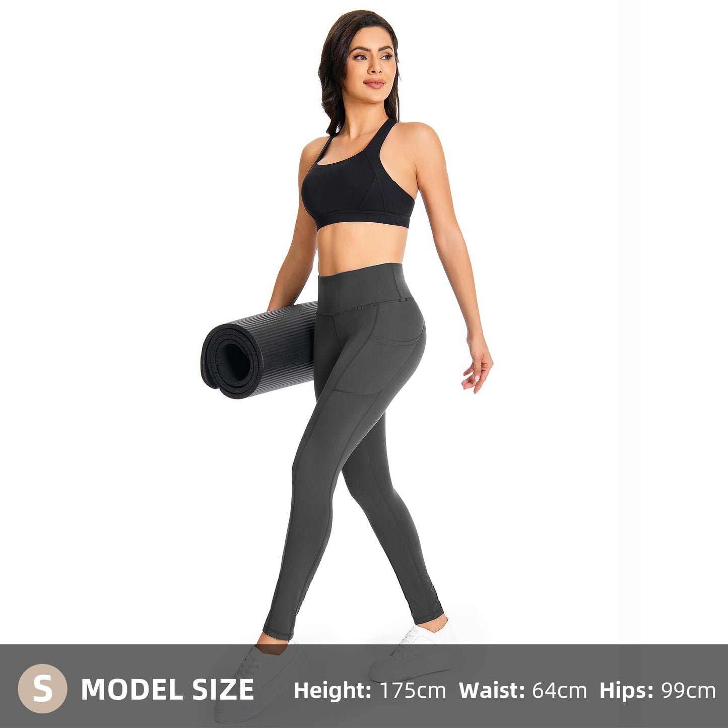 GymCope Leggings for Women with Tummy Control, 3 Pockets Yoga Pants, Non-See-Through Fabric for Yoga, Running, Gym