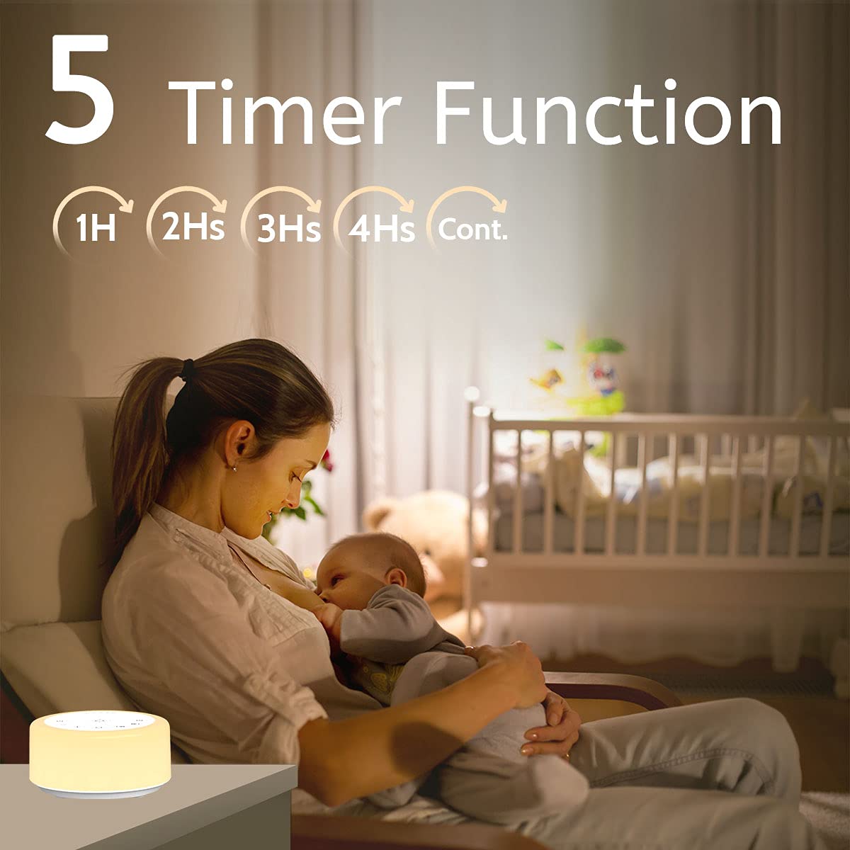 Sound Machines White Noise Machine 12 Colors Night Lights with 30 Soothing Sounds Sleep Machine with 5 Timers Portable for Home Travel and Office-Black