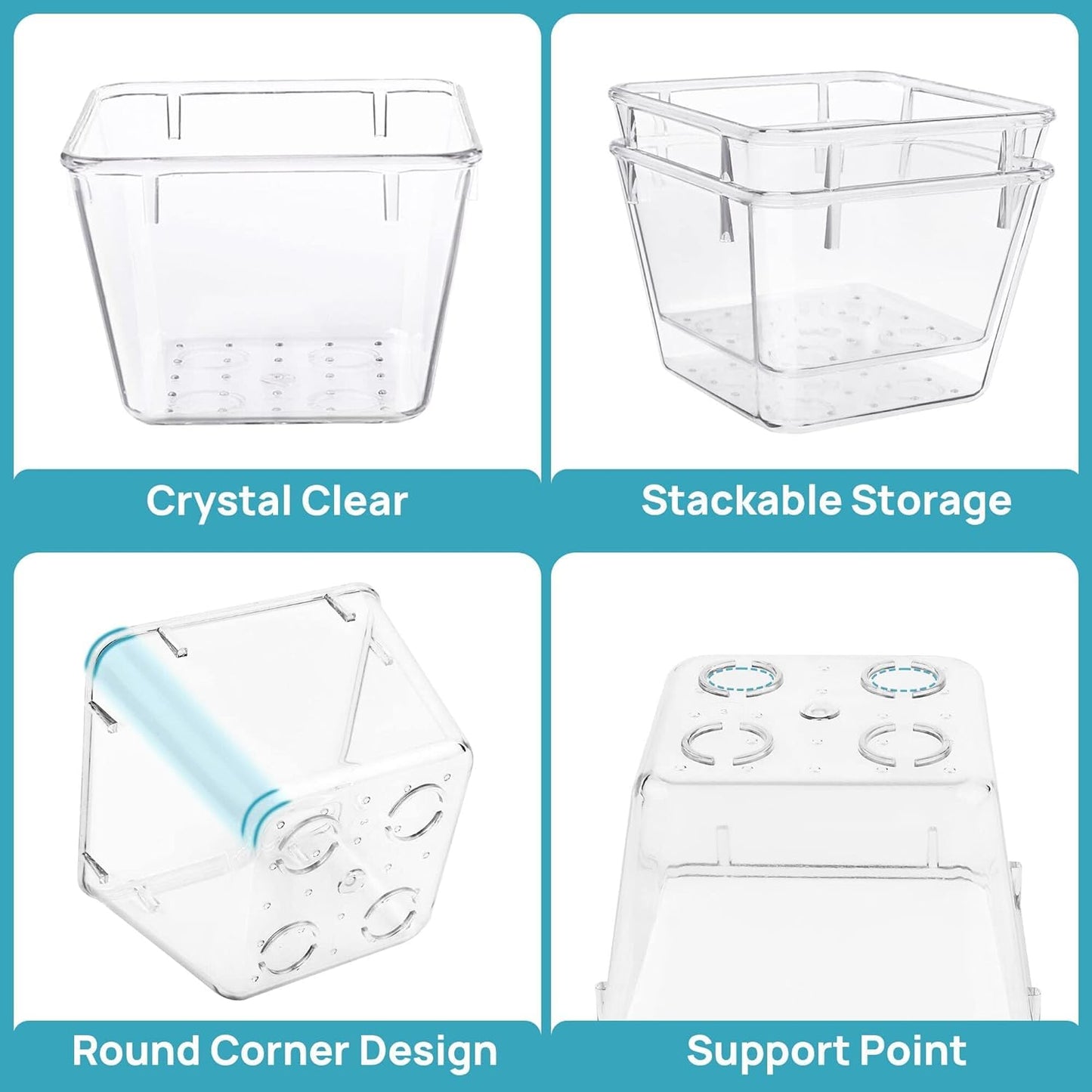 Vtopmart 25 PCS Plastic Clear Drawer Organizer, Acrylic Desk Drawer organizers, Organization and Storage for Makeup, Bathroom, Office, kitchen, Bedroom