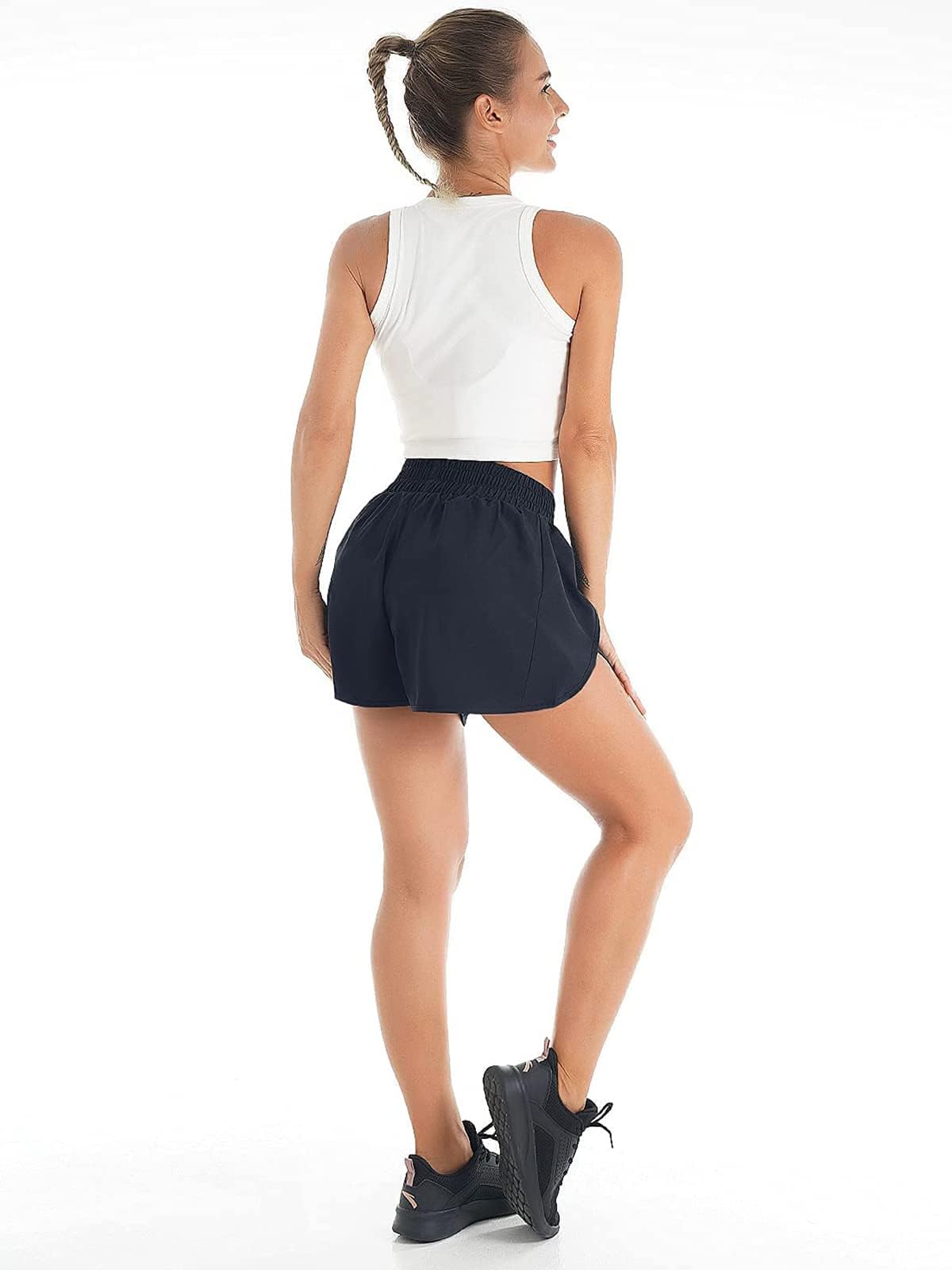 Women's Quick-Dry Running Shorts Workout Sport Layer Active Shorts with Pockets 1.75