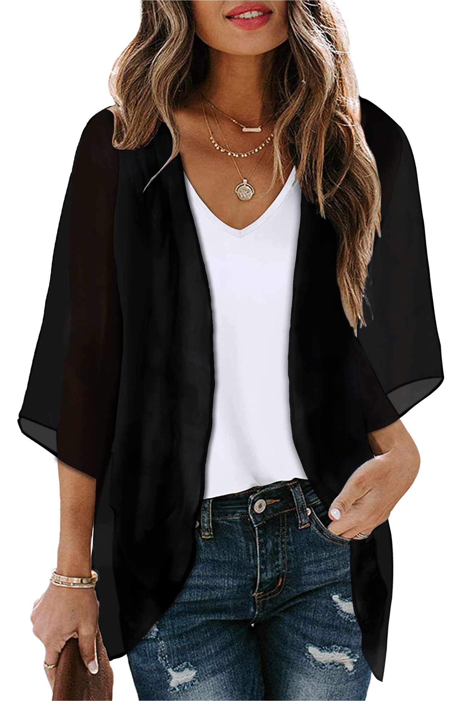 CHICALLURE Womens Summer Tops Kimono Cardigan Floral Beach Cover up Casual Jackets Shirts