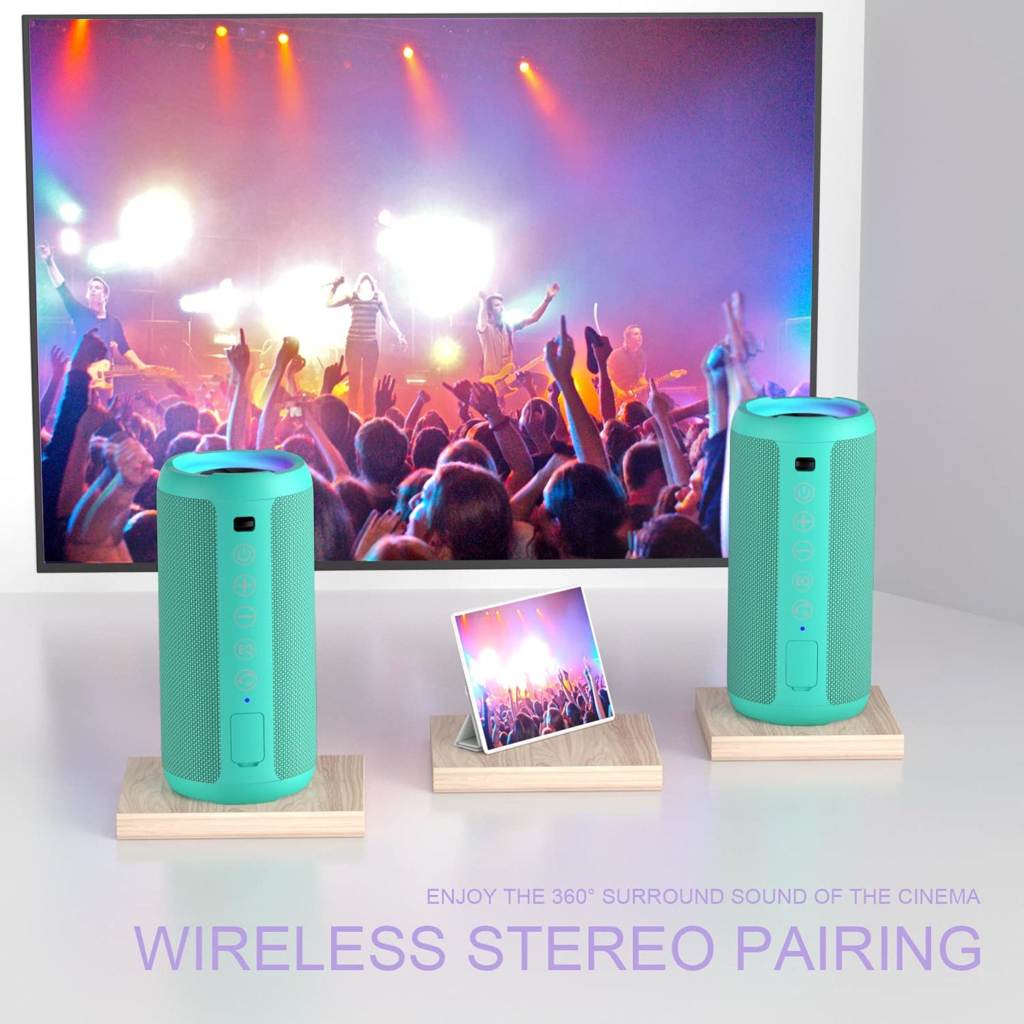 Ortizan Portable Bluetooth Speaker, IPX7 Waterproof Wireless Speaker with 24W Loud Stereo Sound, Outdoor Speakers with Bluetooth 5.0, 30H Playtime,66ft Bluetooth Range, Dual Pairing for Home