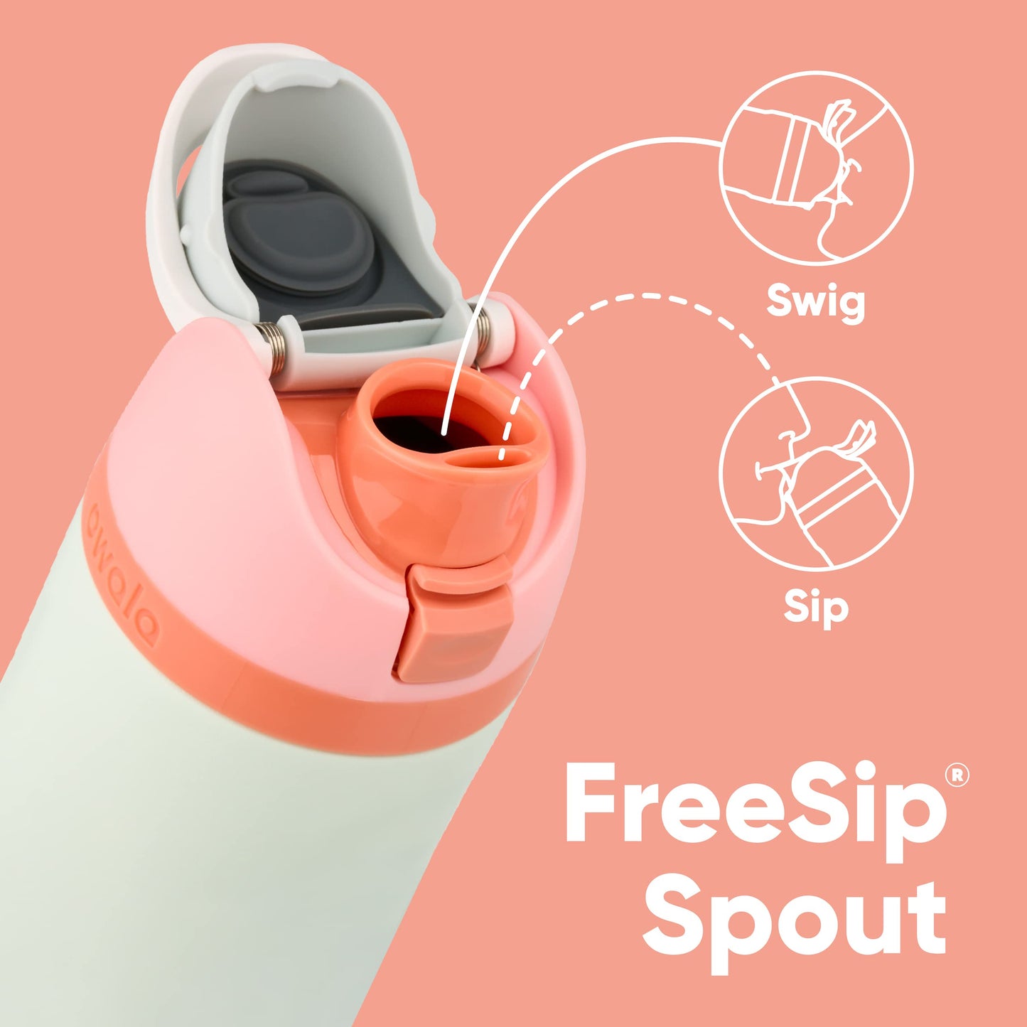 FreeSip Insulated Stainless Steel Water Bottle with Straw for Sports and Travel, BPA-Free, 24-oz, Shy Marshmallow