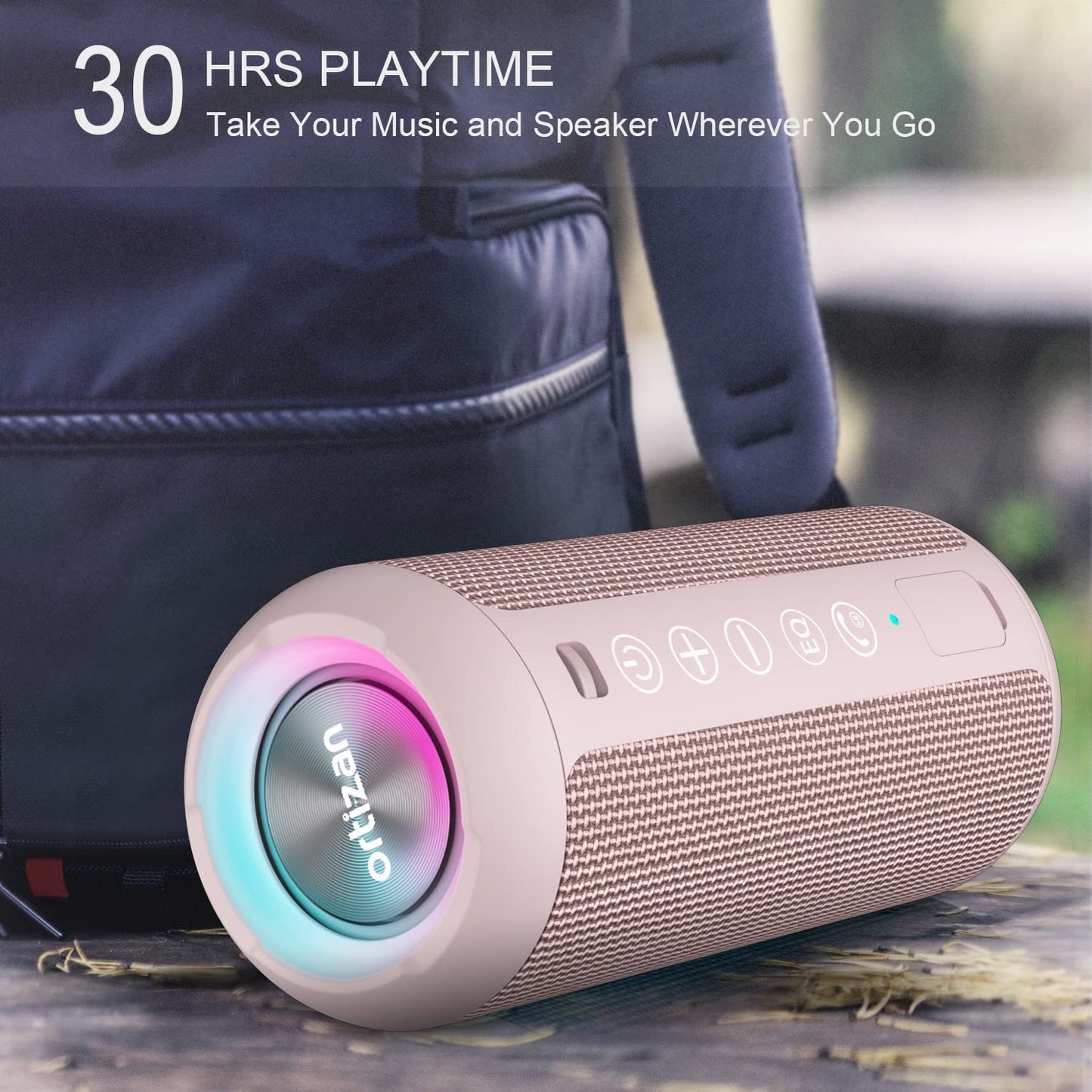 Ortizan Portable Bluetooth Speaker, IPX7 Waterproof Wireless Speaker with 24W Loud Stereo Sound, Outdoor Speakers with Bluetooth 5.0, 30H Playtime,66ft Bluetooth Range, Dual Pairing for Home