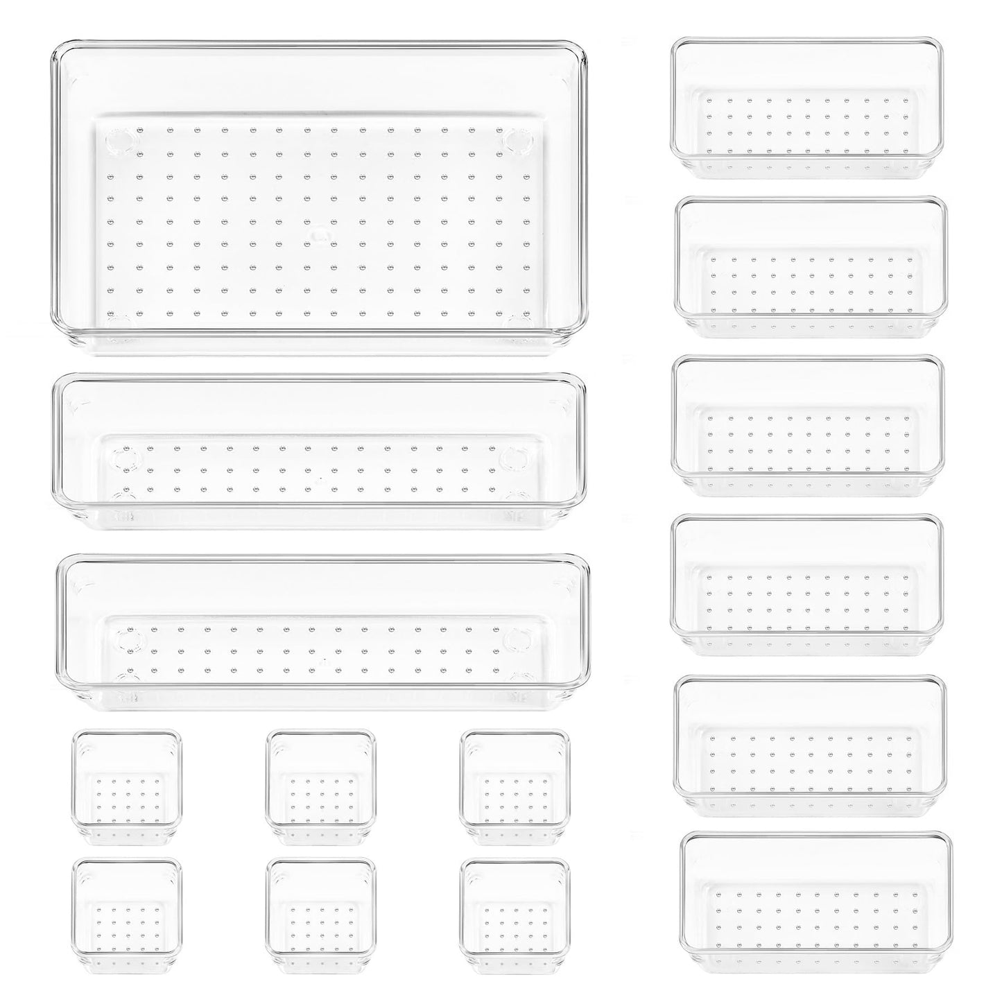 Vtopmart 25 PCS Plastic Clear Drawer Organizer, Acrylic Desk Drawer organizers, Organization and Storage for Makeup, Bathroom, Office, kitchen, Bedroom