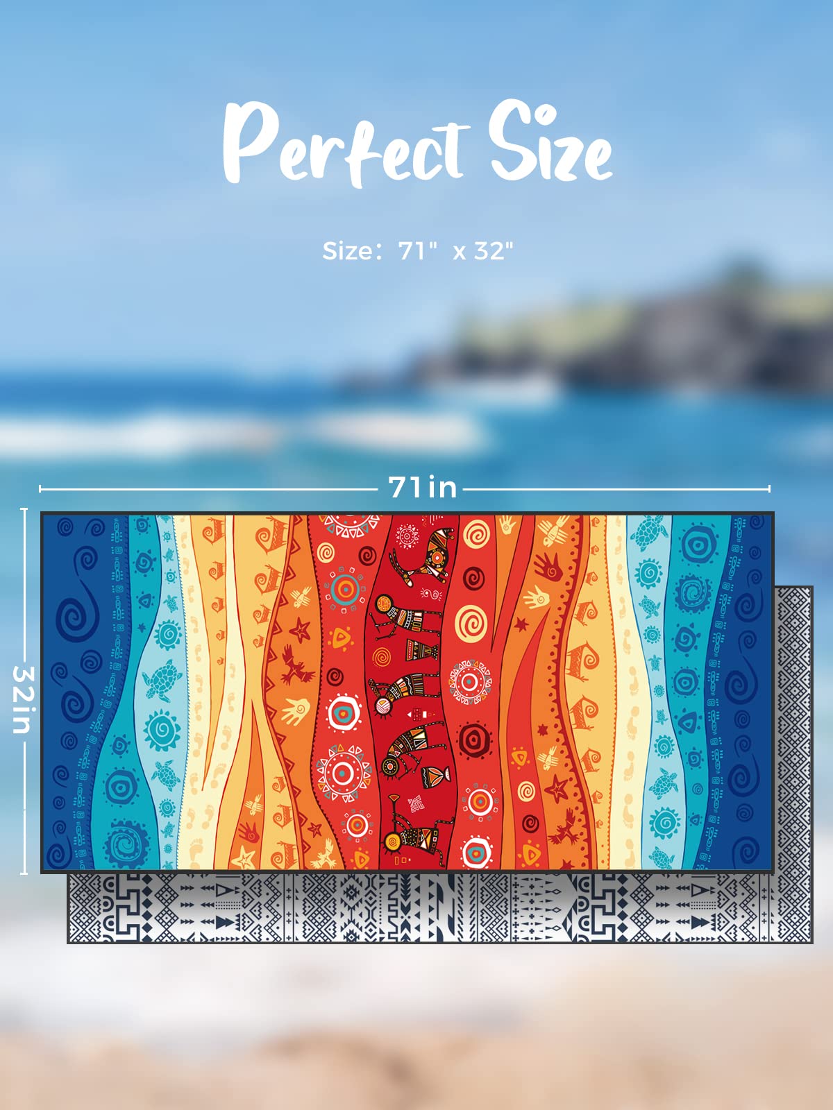 OCOOPA Microfiber Beach Towel Sand Free, Extra Large 71''X32'' Oversized Towels, Lightweight Compact Quick Dry Absorbent Pool Towel for Bath,Camping,Swimming,Travel Accessories