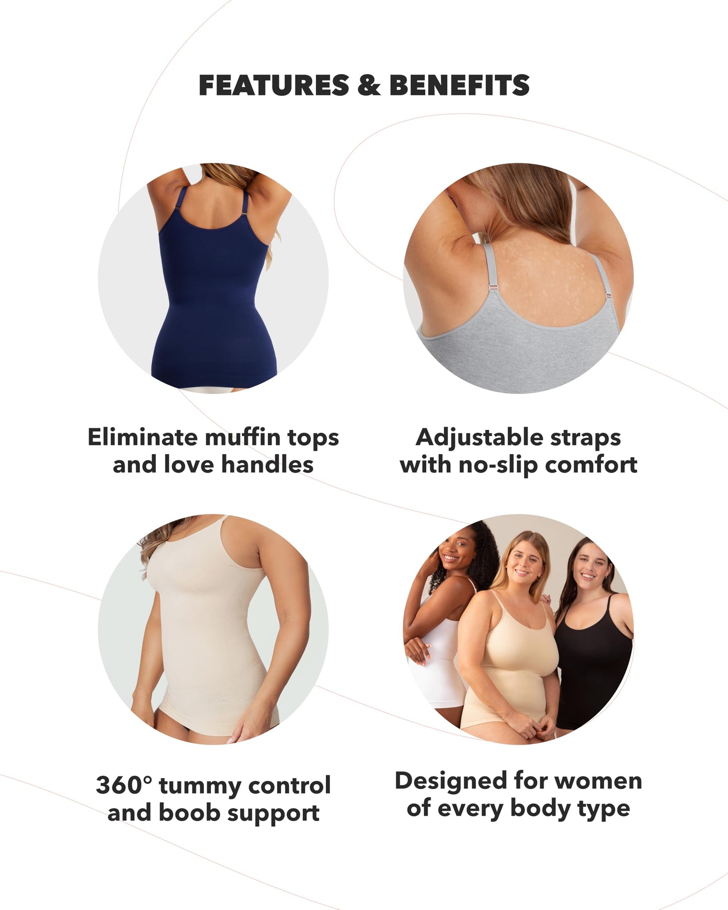 SHAPERMINT High Compression Womens Tops - Scoop Neck Cami - Tank Top for Women, Camisole for Women