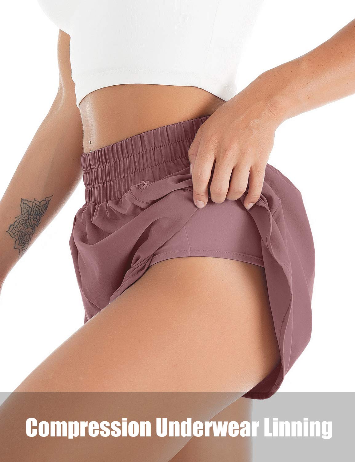 Women's Quick-Dry Running Shorts Workout Sport Layer Active Shorts with Pockets 1.75