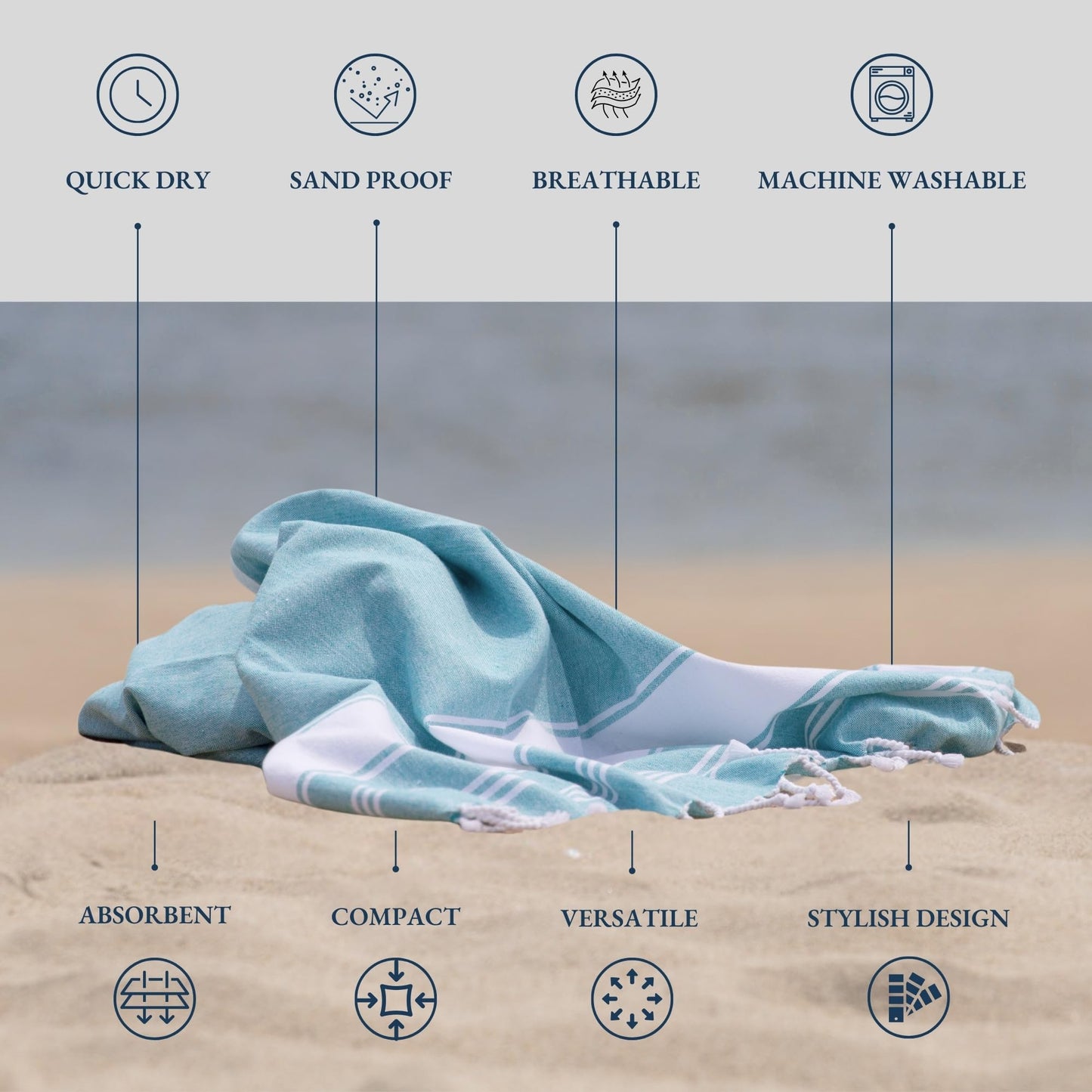 Lane Linen Beach Towels 6 Pack, Oversized Beach Towel, Pre-Washed Large Beach Towel, Stylish Pool Towels for Adults, Quick Dry Beach Towel, Lightweight Travel Towel, 39"x71" - Multi Colors