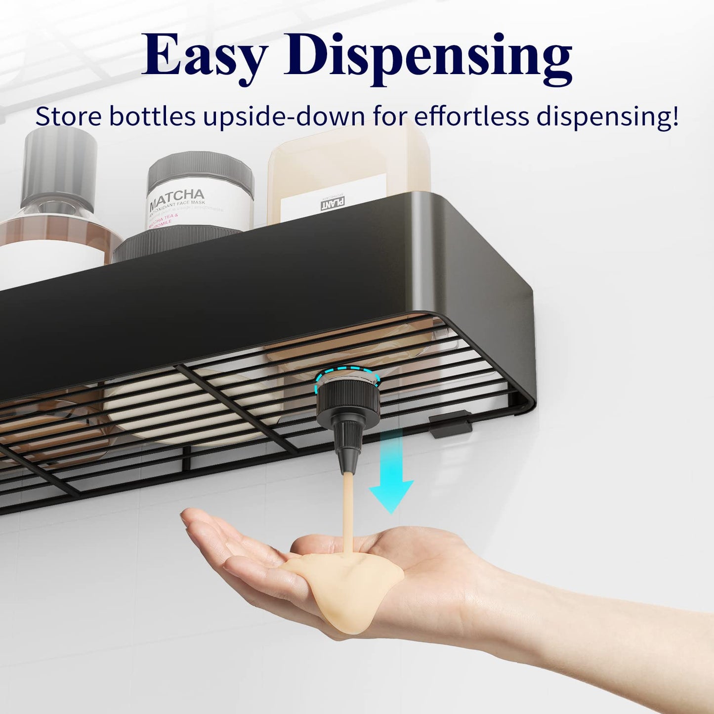 Kitsure Large Shower Caddy - 2 Pack Adhesive Shower Organizer, Drill-Free Shower Shelves for Inside Shower, Rustproof Bathroom Shelf Shower Shelf for Bathroom, Black