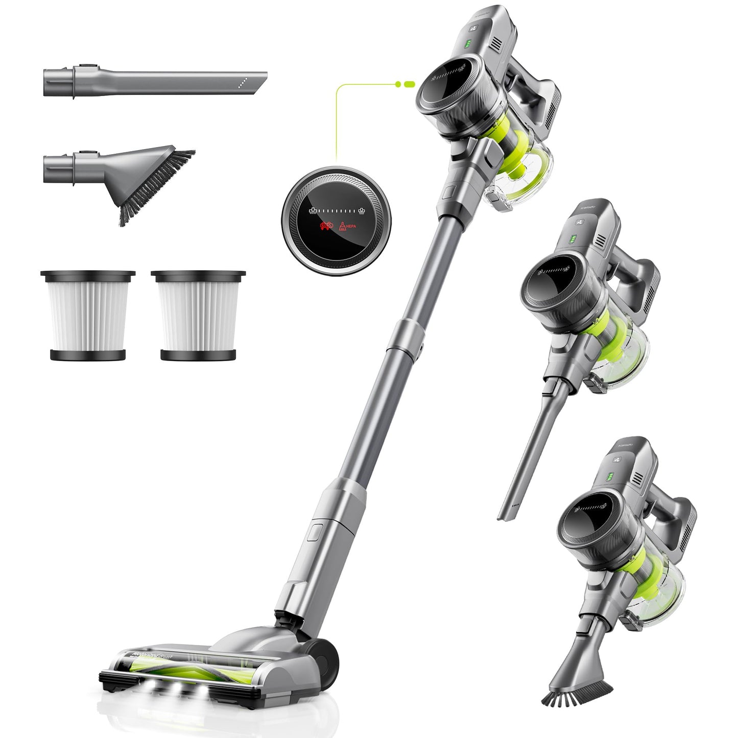 Kalado Cordless Vacuum Cleaners, 26KPA Cordless Stick Vacuum,40Min Detachable Battery,Self -Standing Aspirateur Suction Power Brushless Motor,6 in 1 Carpet Cleaner Machine for Hardwood Floor Hair Car