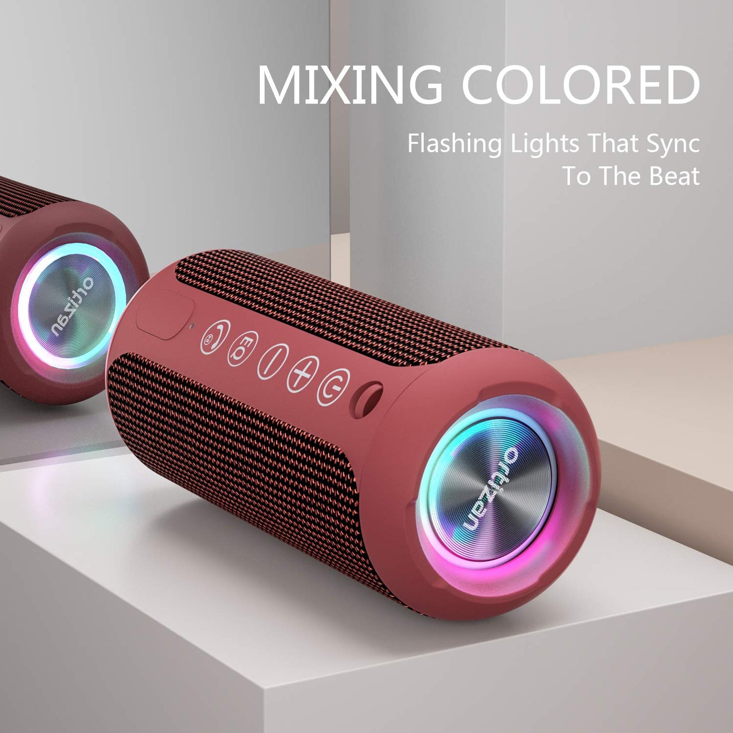 Ortizan Portable Bluetooth Speaker, IPX7 Waterproof Wireless Speaker with 24W Loud Stereo Sound, Outdoor Speakers with Bluetooth 5.0, 30H Playtime,66ft Bluetooth Range, Dual Pairing for Home