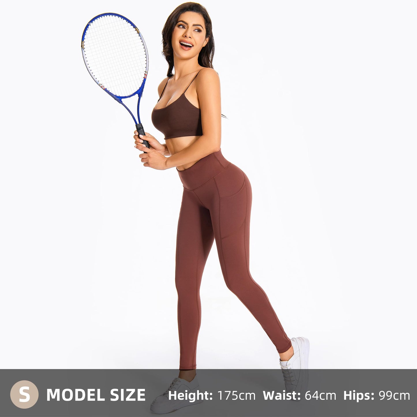 GymCope Leggings for Women with Tummy Control, 3 Pockets Yoga Pants, Non-See-Through Fabric for Yoga, Running, Gym