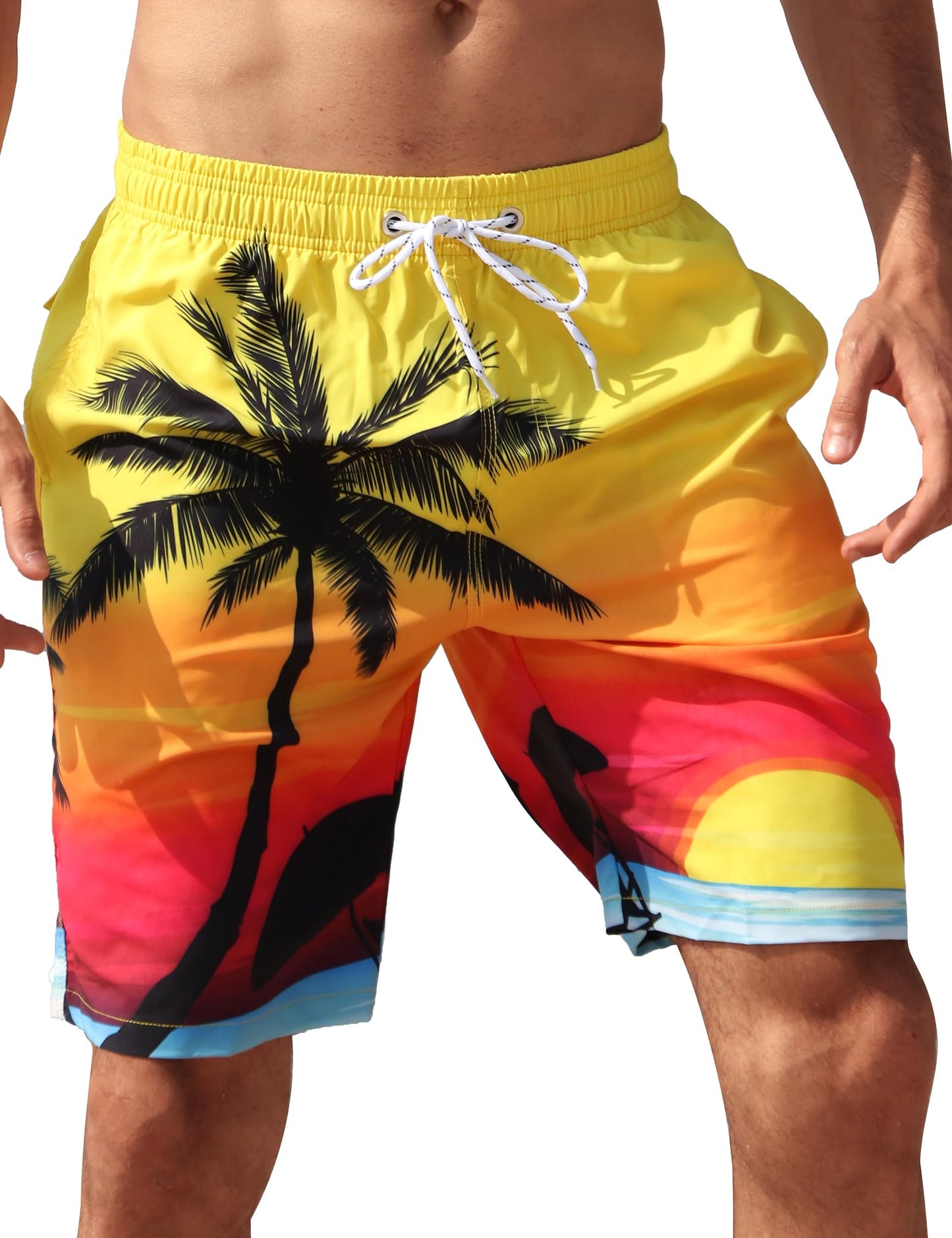 Men's Swim Trunks Quick Dry Swim Shorts 9" Inseam Bathing Suit with Mesh Lining