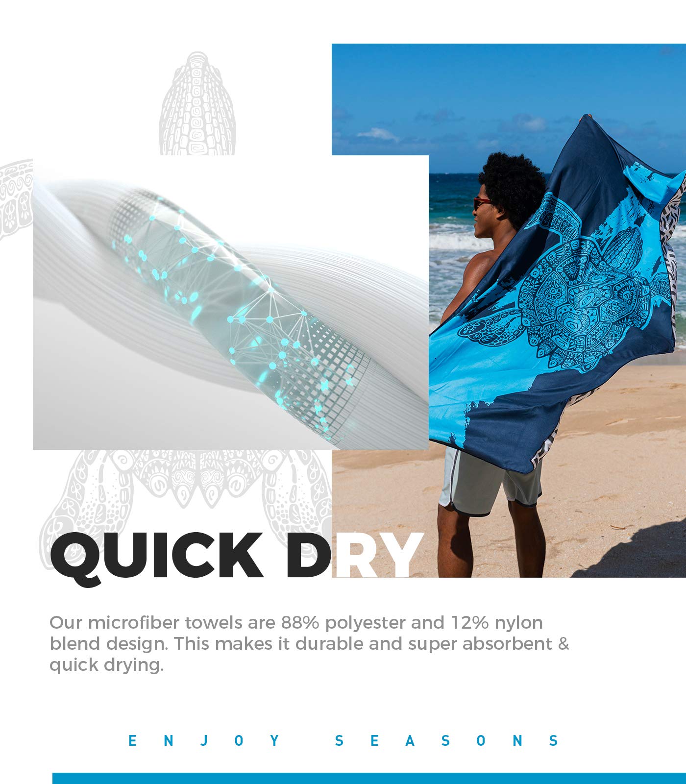 OCOOPA Microfiber Beach Towel Sand Free, Extra Large 71''X32'' Oversized Towels, Lightweight Compact Quick Dry Absorbent Pool Towel for Bath,Camping,Swimming,Travel Accessories