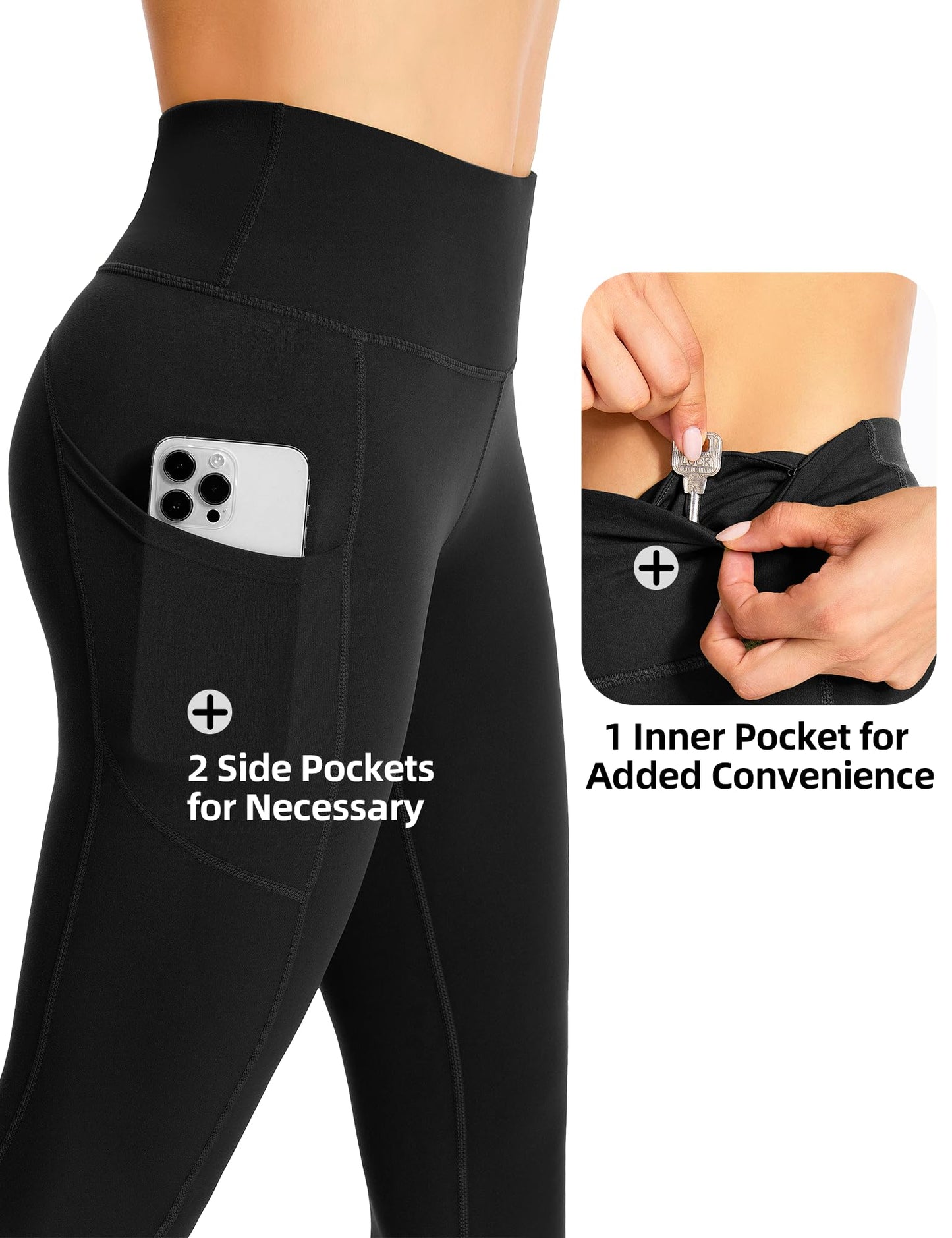 GymCope Leggings for Women with Tummy Control, 3 Pockets Yoga Pants, Non-See-Through Fabric for Yoga, Running, Gym