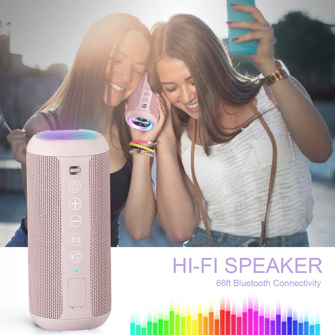 Ortizan Portable Bluetooth Speaker, IPX7 Waterproof Wireless Speaker with 24W Loud Stereo Sound, Outdoor Speakers with Bluetooth 5.0, 30H Playtime,66ft Bluetooth Range, Dual Pairing for Home