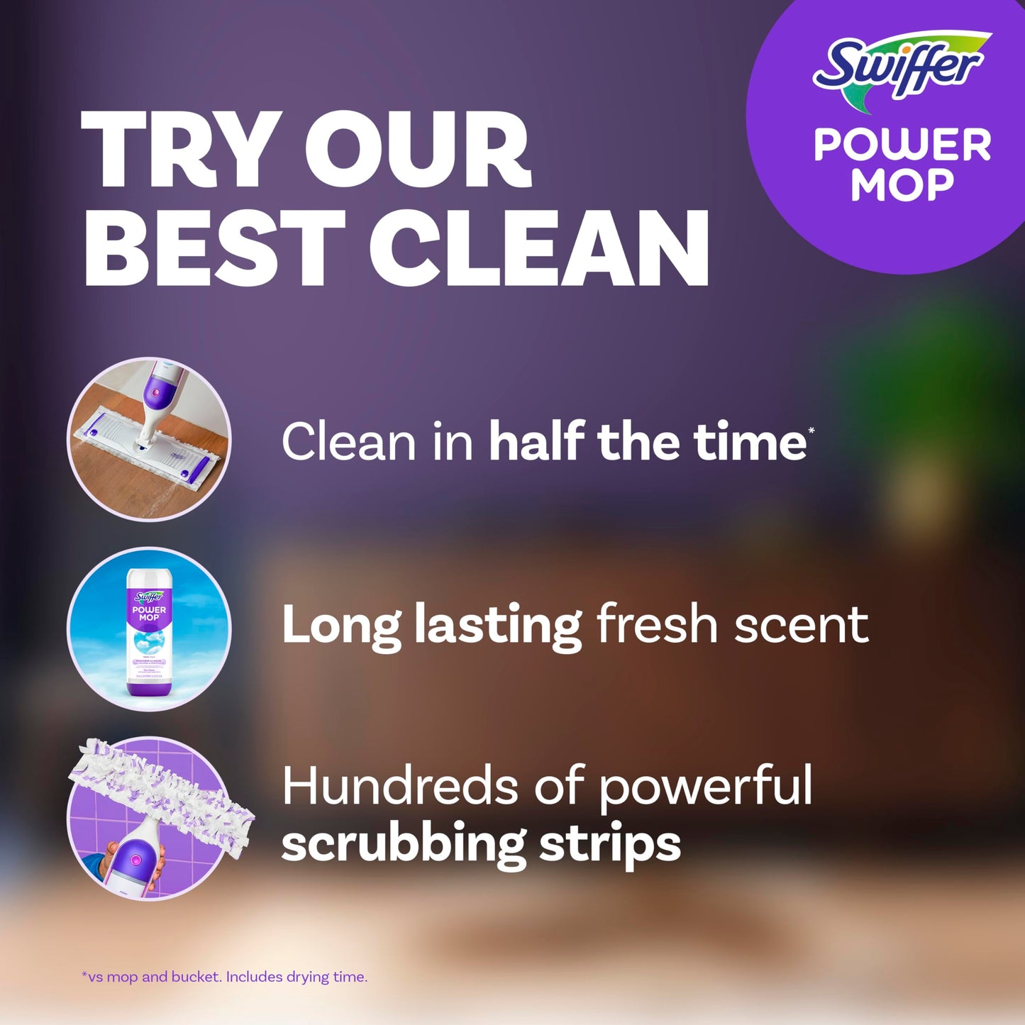Swiffer PowerMop Multi-Surface Mop Kit for Floor Cleaning, Fresh Scent, Mopping Kit Includes PowerMop, 2 Mopping Pad Refills, 1 Floor Cleaning Solution with Fresh Scent and 2 Batteries