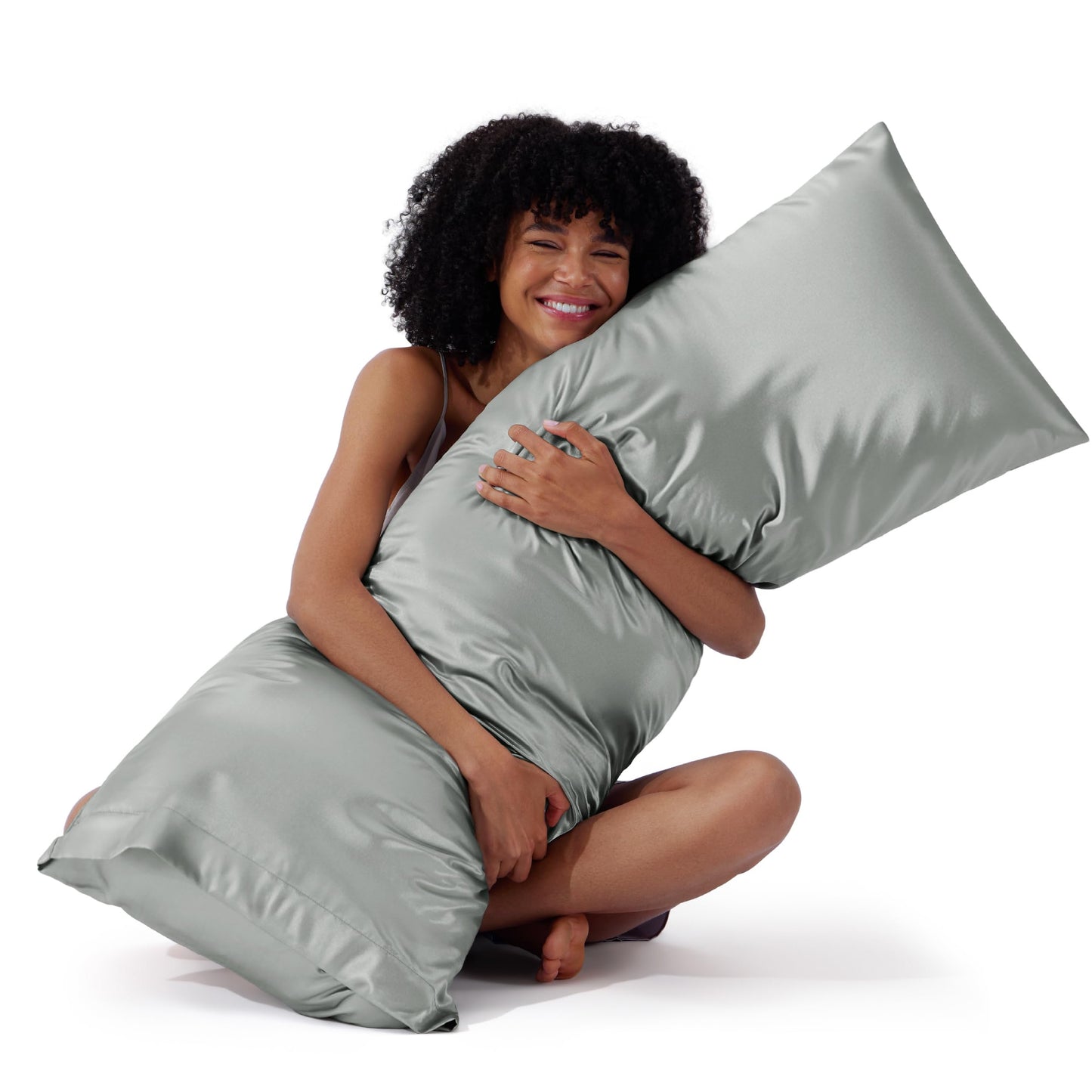 Bedsure Satin Pillow Case Queen Size 2 Pack - Similar to Silk Pillow Cases, Silky Pillowcase Covers for Hair and Skin with Envelope Closure, Gifts for Women Men, Grey, 20x30 Inches