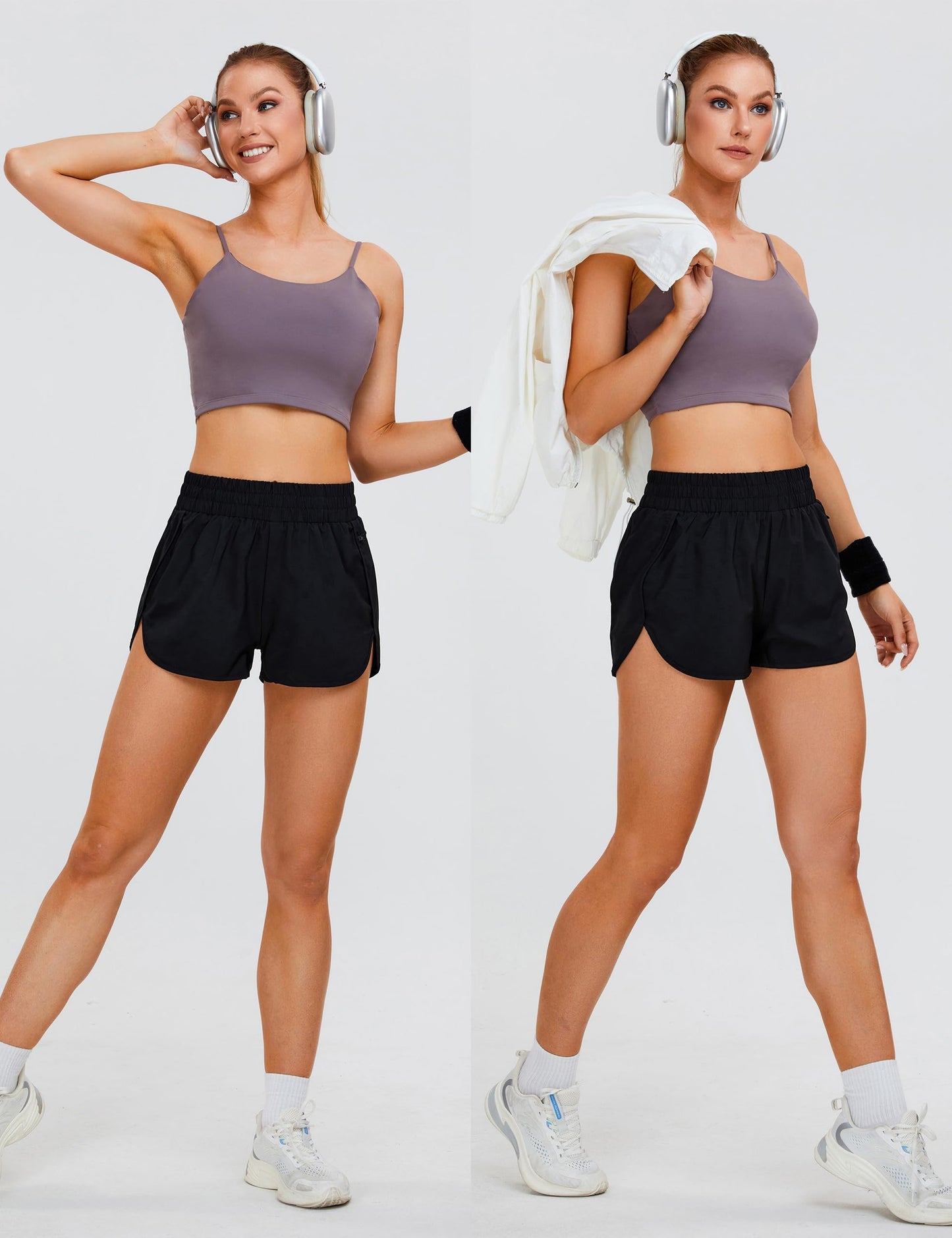 Women's Quick-Dry Running Shorts Workout Sport Layer Active Shorts with Pockets 1.75