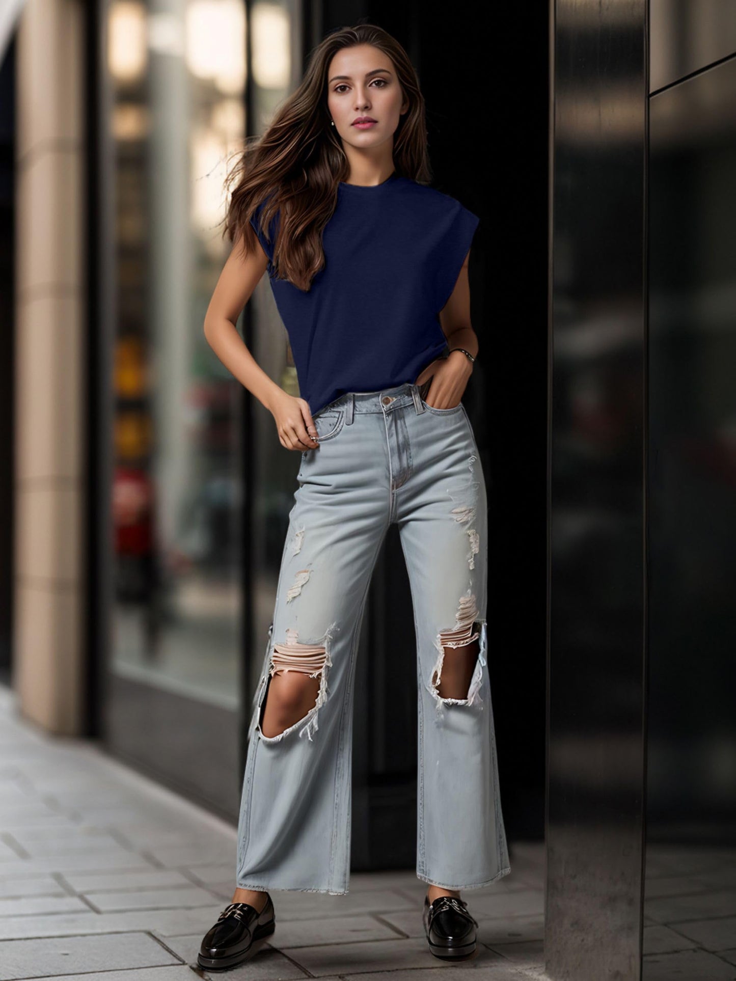 GRECERELLE Cap Sleeve Tops for Women Summer Tank Top Casual Loose Crew Neck Basic Tee Shirts