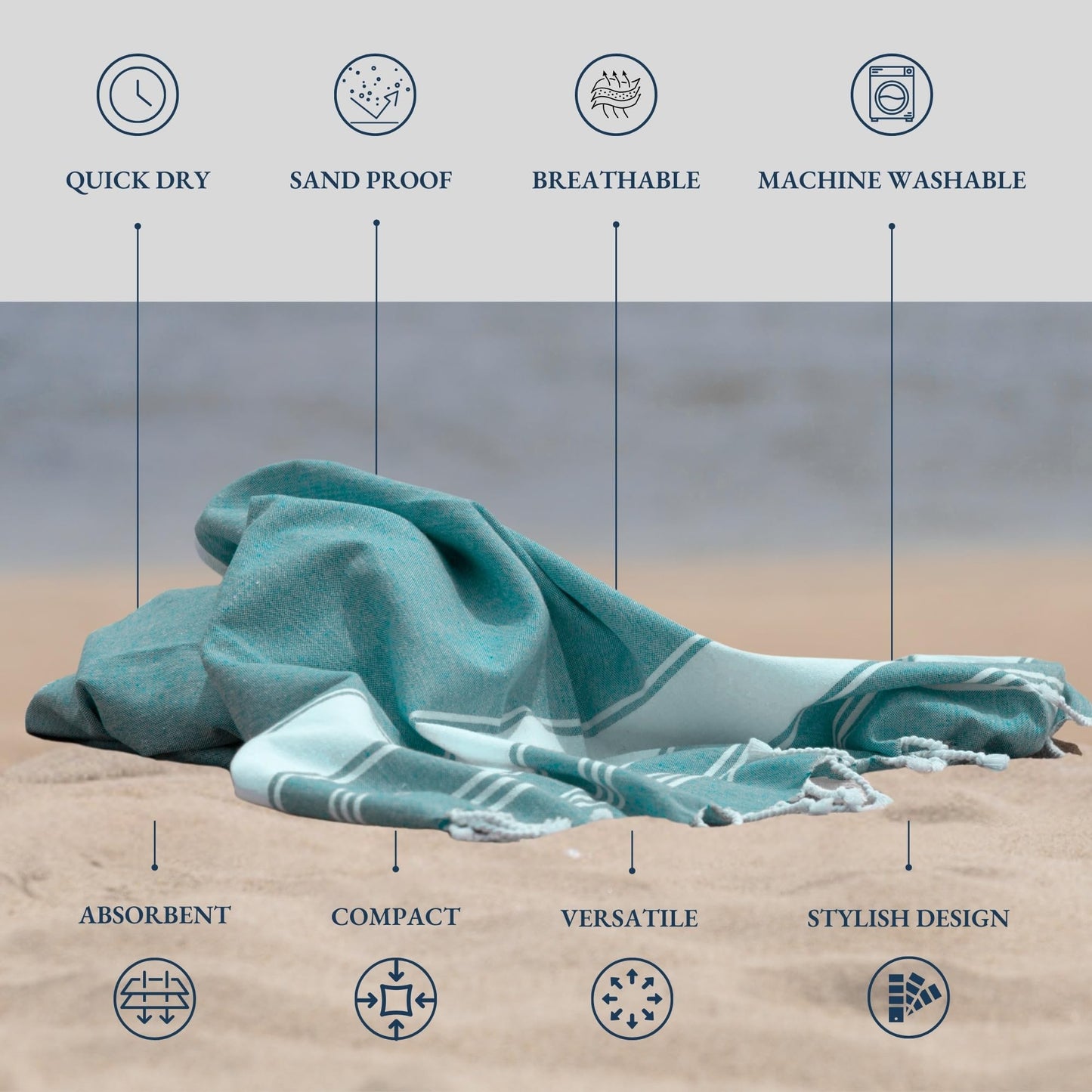 Lane Linen Beach Towels 6 Pack, Oversized Beach Towel, Pre-Washed Large Beach Towel, Stylish Pool Towels for Adults, Quick Dry Beach Towel, Lightweight Travel Towel, 39"x71" - Multi Colors
