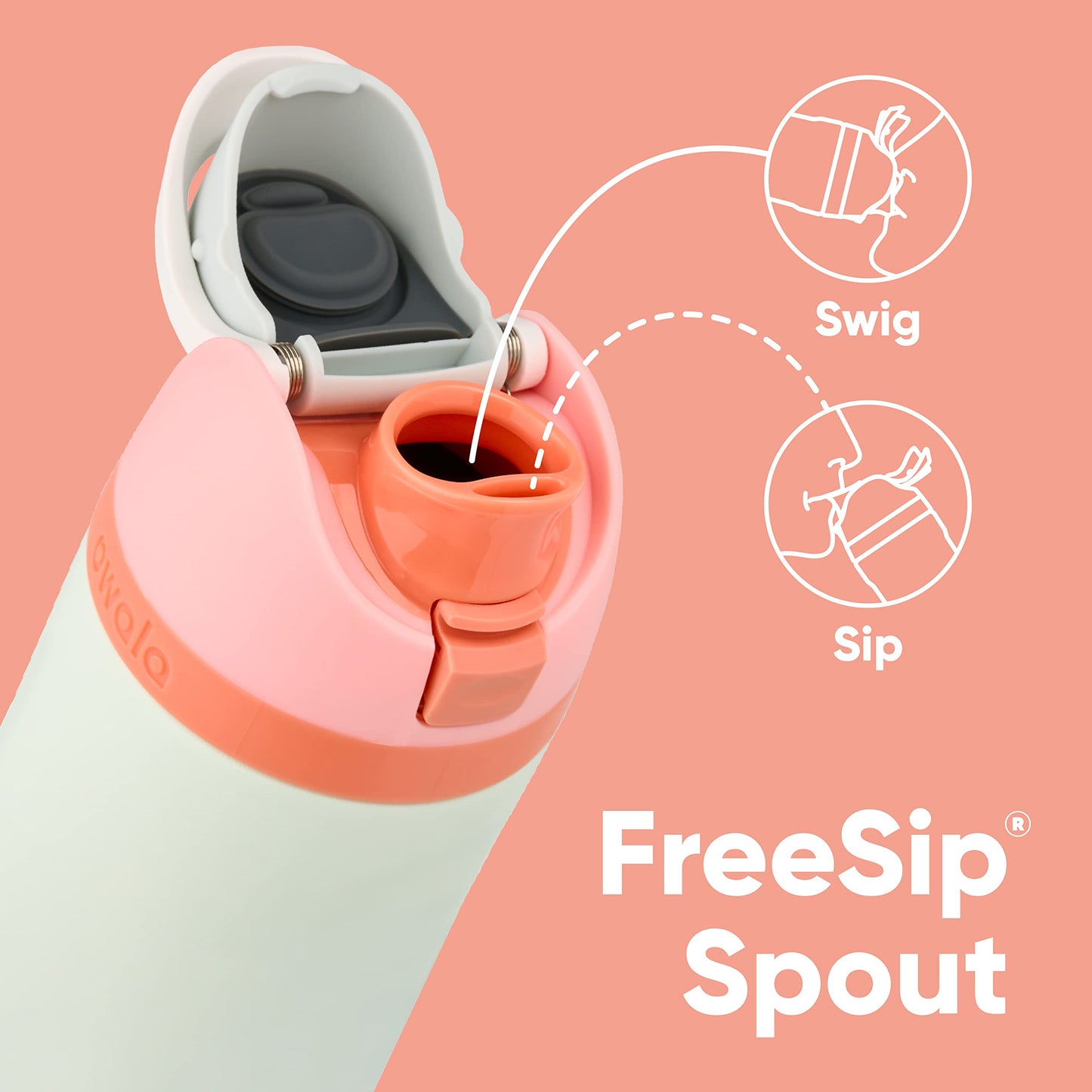FreeSip Insulated Stainless Steel Water Bottle with Straw for Sports and Travel, BPA-Free, 24-oz, Shy Marshmallow