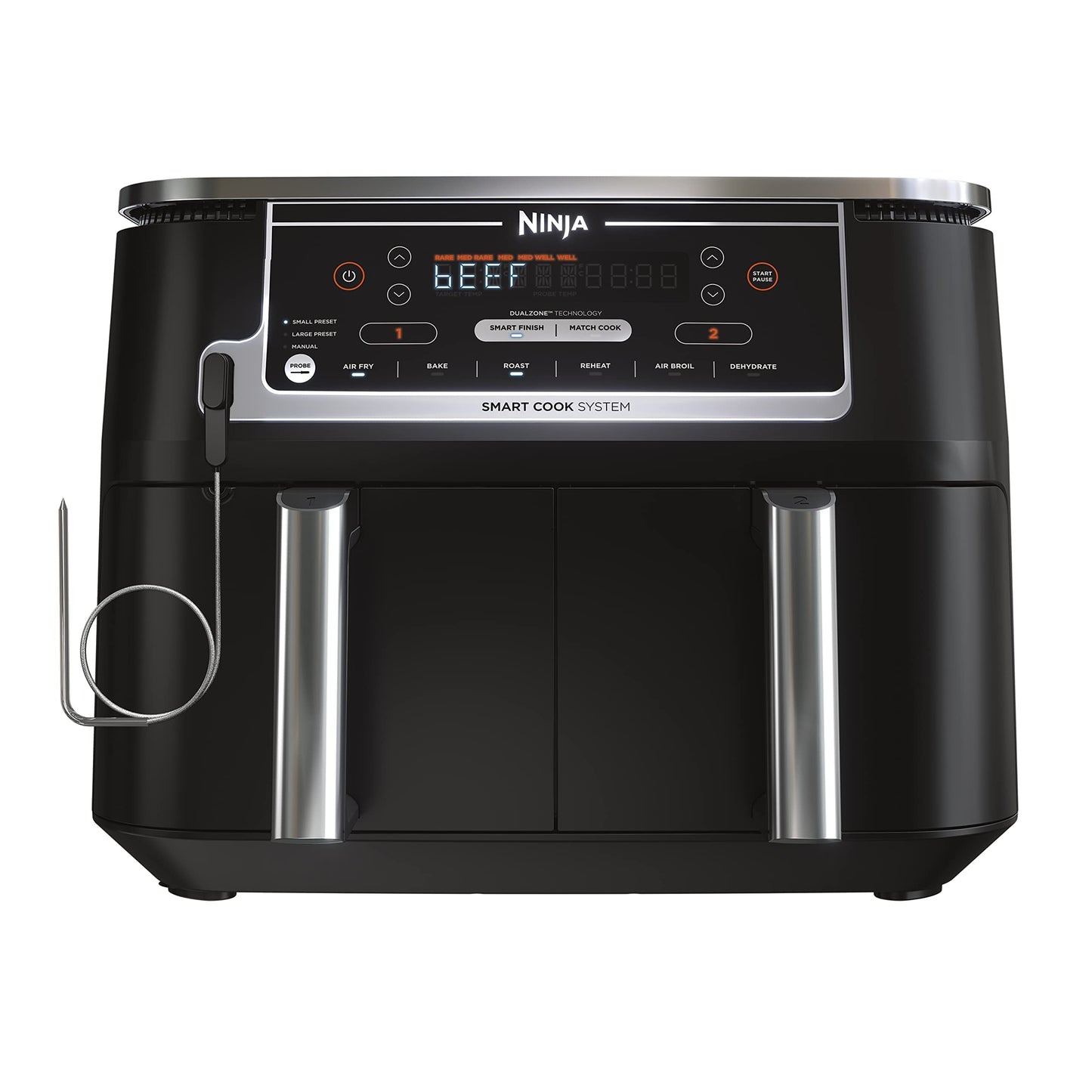 Ninja Foodi 6-in-1 8-qt. (7.6L) 2-Basket Air Fryer DualZone Technology, Match Cook & Smart Finish to Roast, Broil, Dehydrate & More for Quick, Easy Meals, Slate Grey (DZ201C) Canadian Version