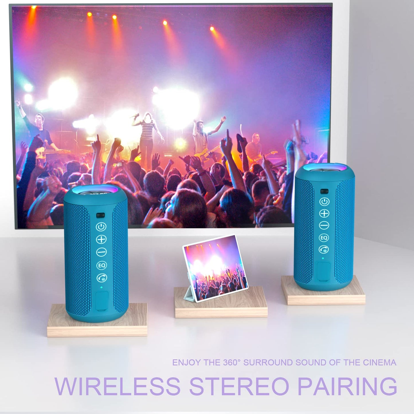 Ortizan Portable Bluetooth Speaker, IPX7 Waterproof Wireless Speaker with 24W Loud Stereo Sound, Outdoor Speakers with Bluetooth 5.0, 30H Playtime,66ft Bluetooth Range, Dual Pairing for Home